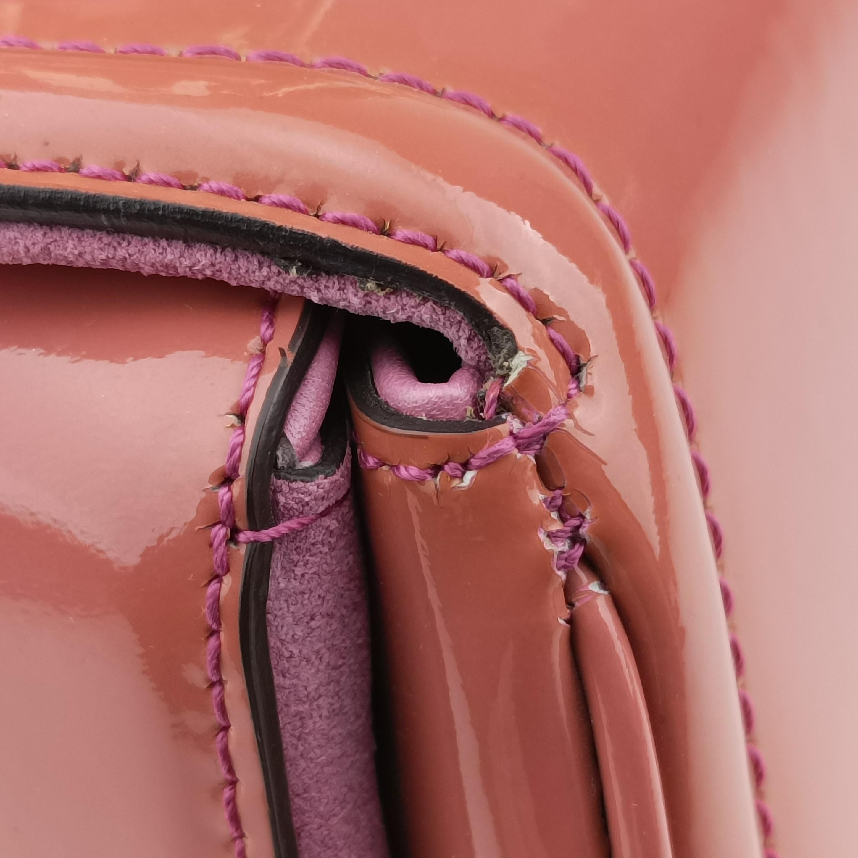 Pre-owned Gucci New Bamboo Pink Patent 254884 shoulderbag | stylenewstar