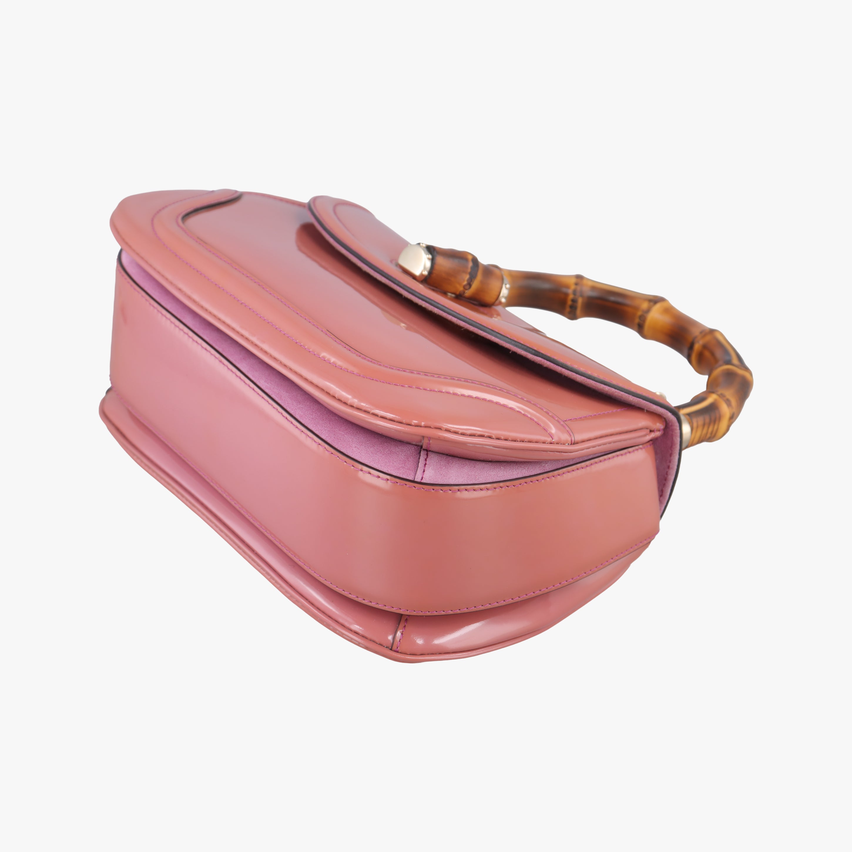Pre-owned Gucci New Bamboo Pink Patent 254884 shoulderbag | stylenewstar