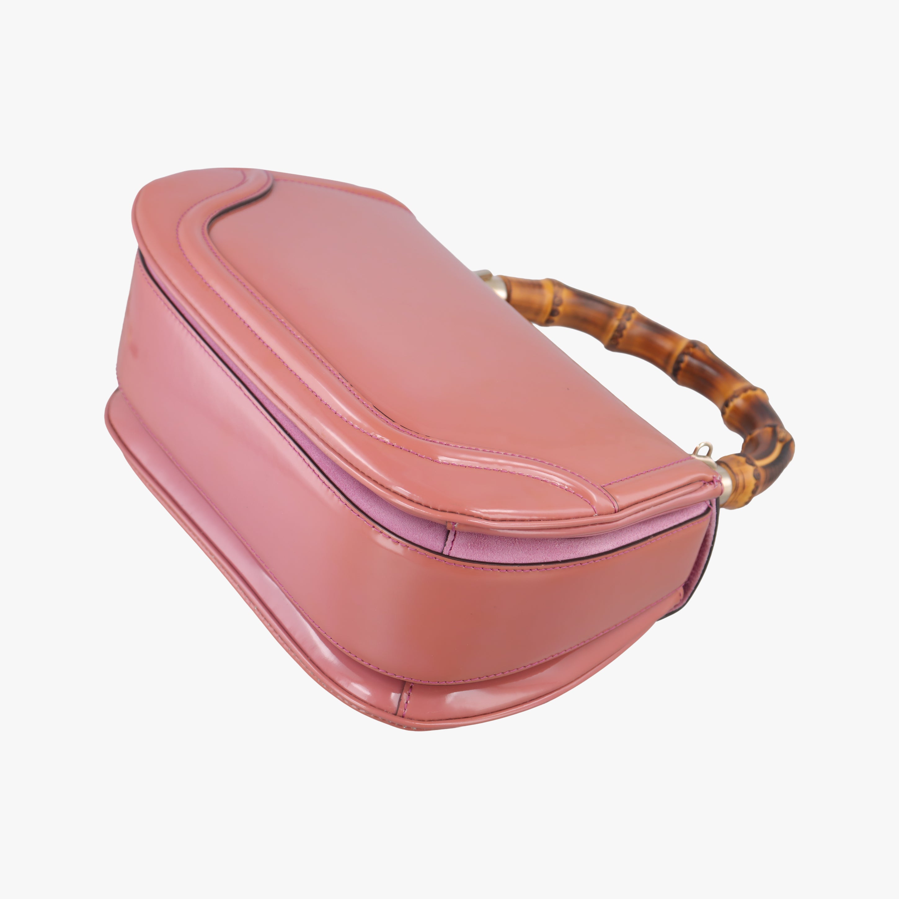 Pre-owned Gucci New Bamboo Pink Patent 254884 shoulderbag | stylenewstar