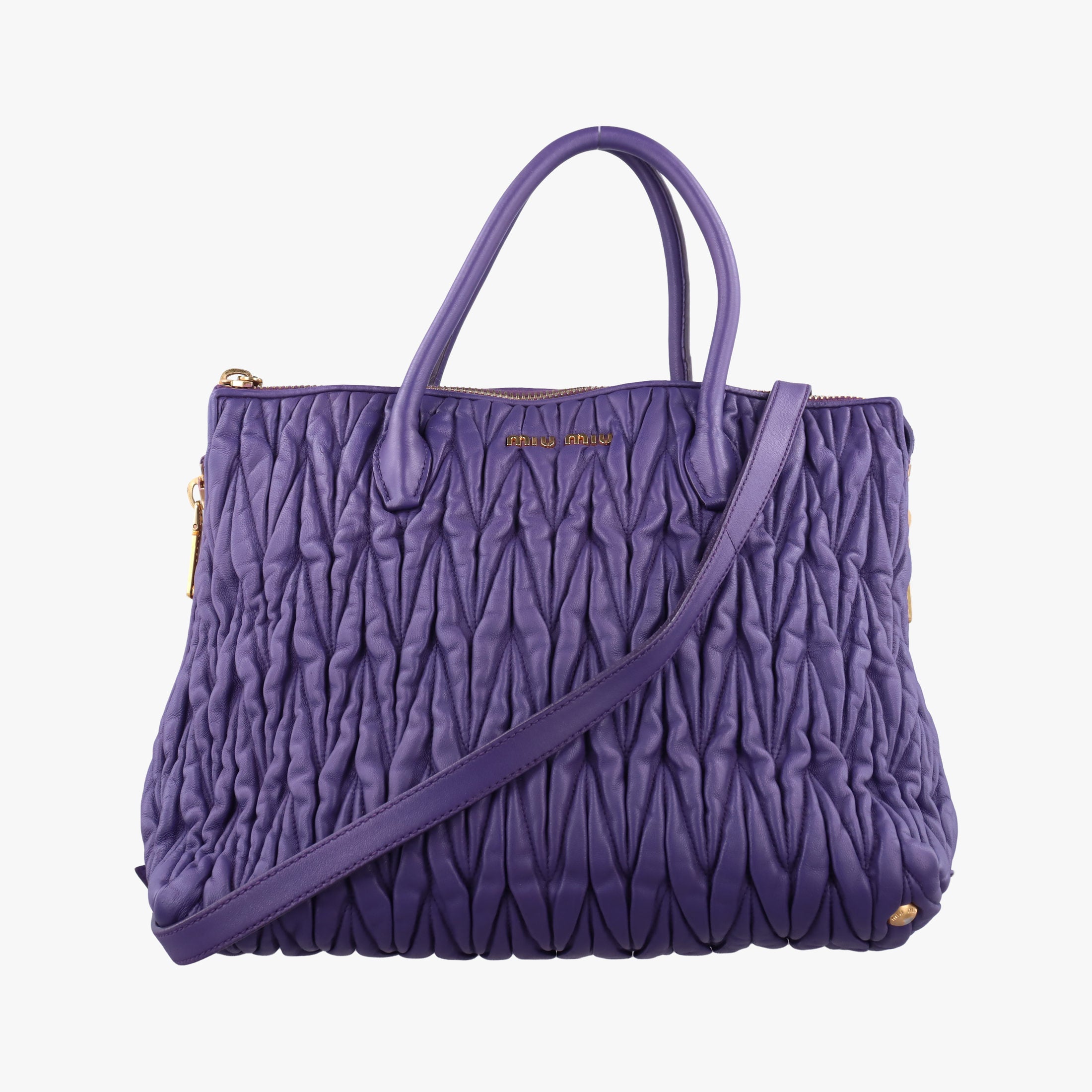 Secondhand Miu Miu Matelasse Purple leather  shoulderbag | stylenewstar