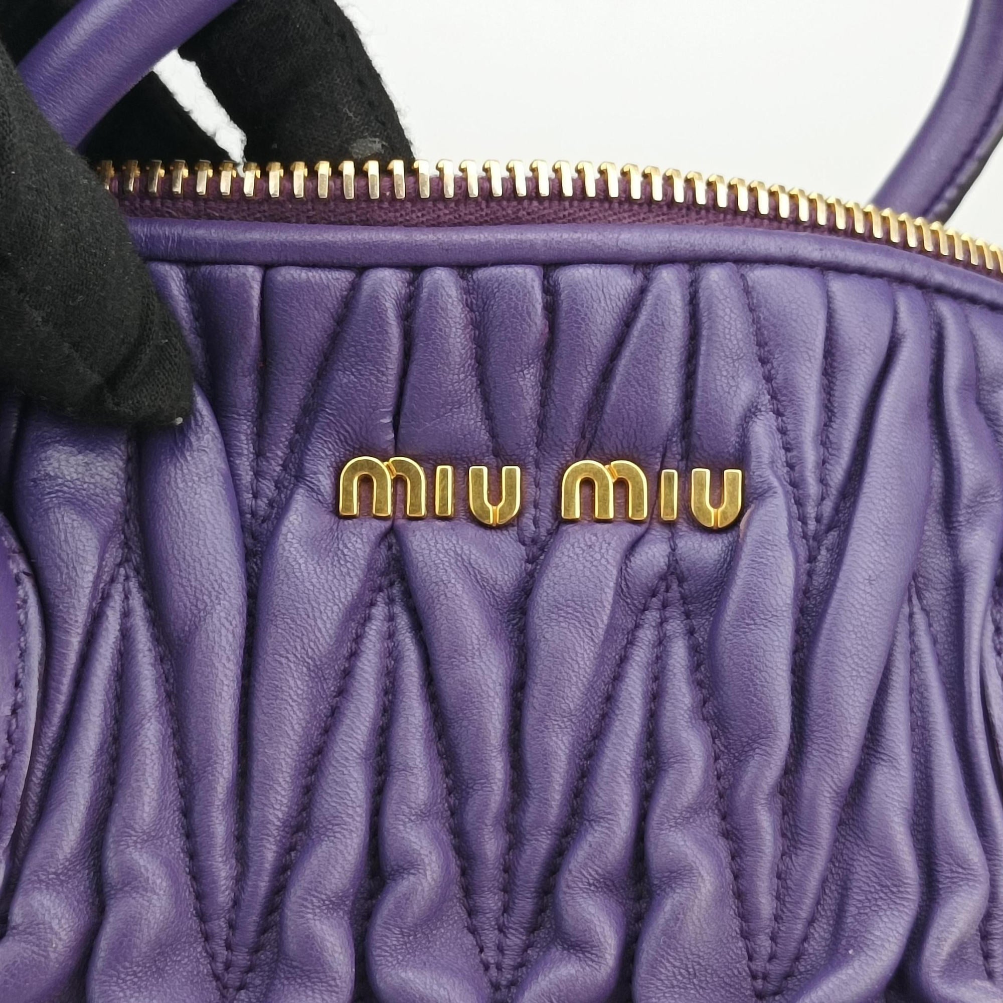 Secondhand Miu Miu Matelasse Purple leather  shoulderbag | stylenewstar