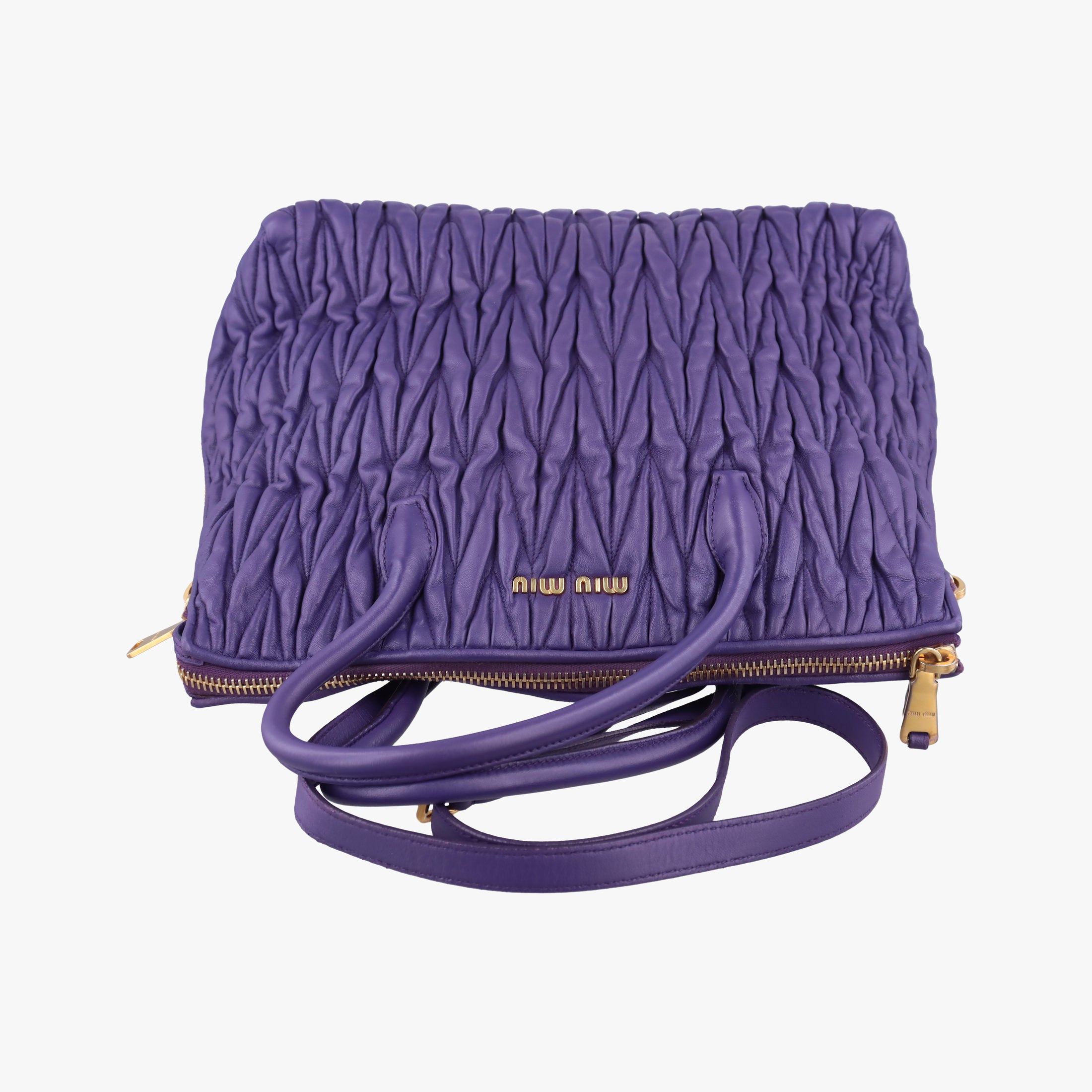 Secondhand Miu Miu Matelasse Purple leather  shoulderbag | stylenewstar