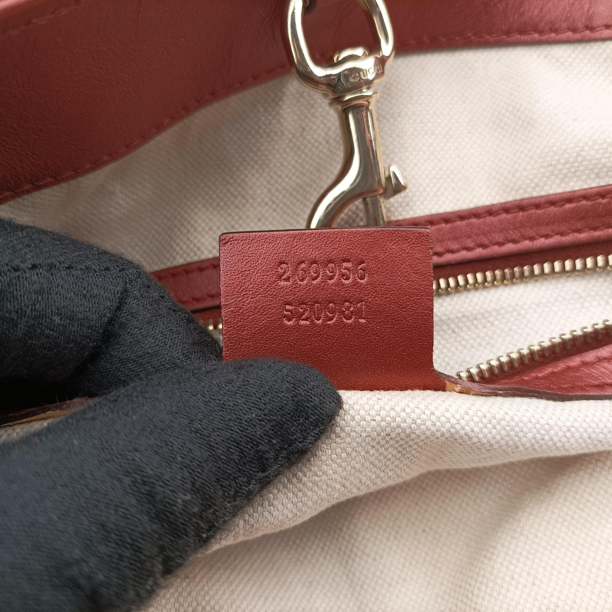 Secondhand Gucci Heart Bit charm Brown×Red canvas×Leather 269956 handbag | stylenewstar