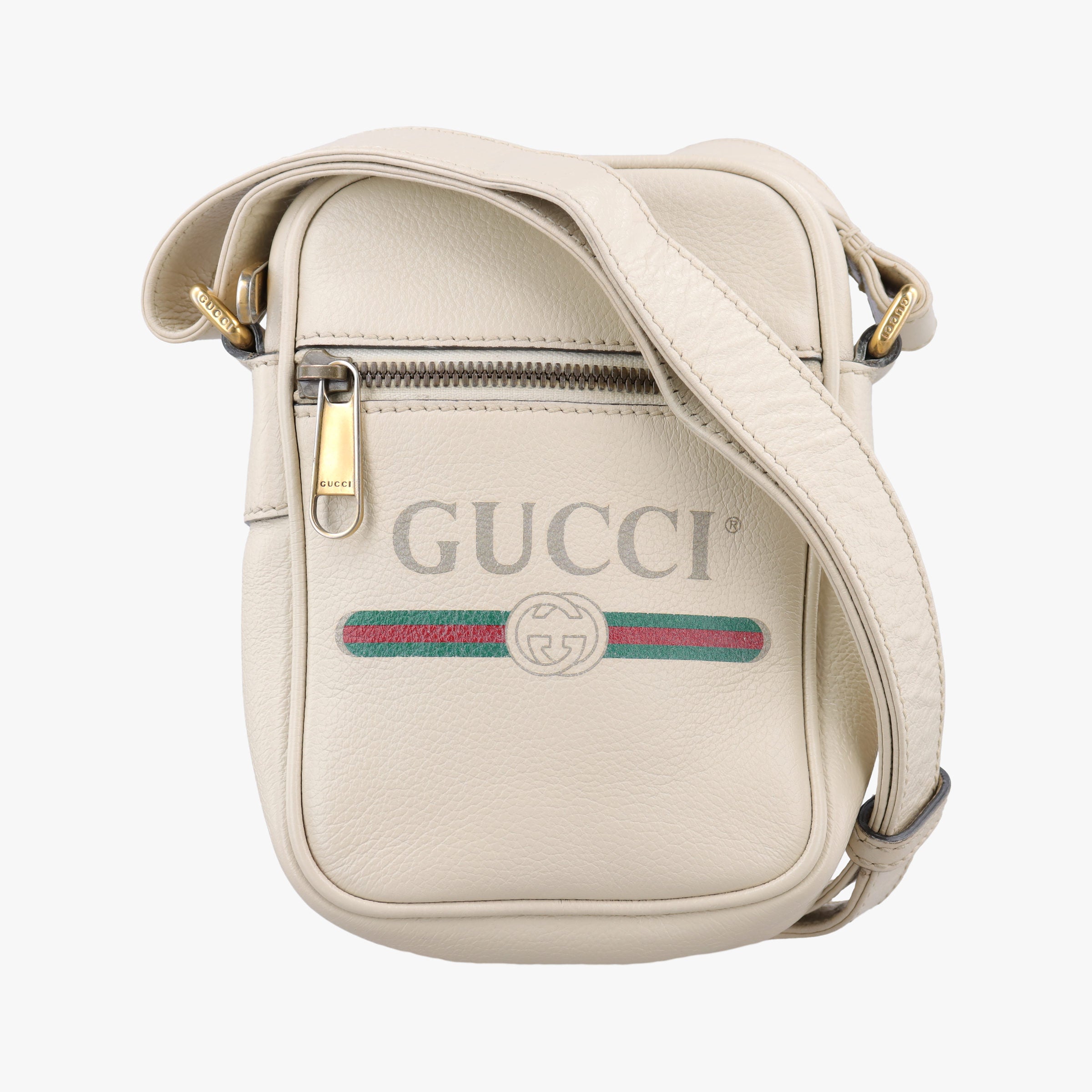 Pre-owned Gucci Print Messenger White Leather 574803 shoulderbag | stylenewstar
