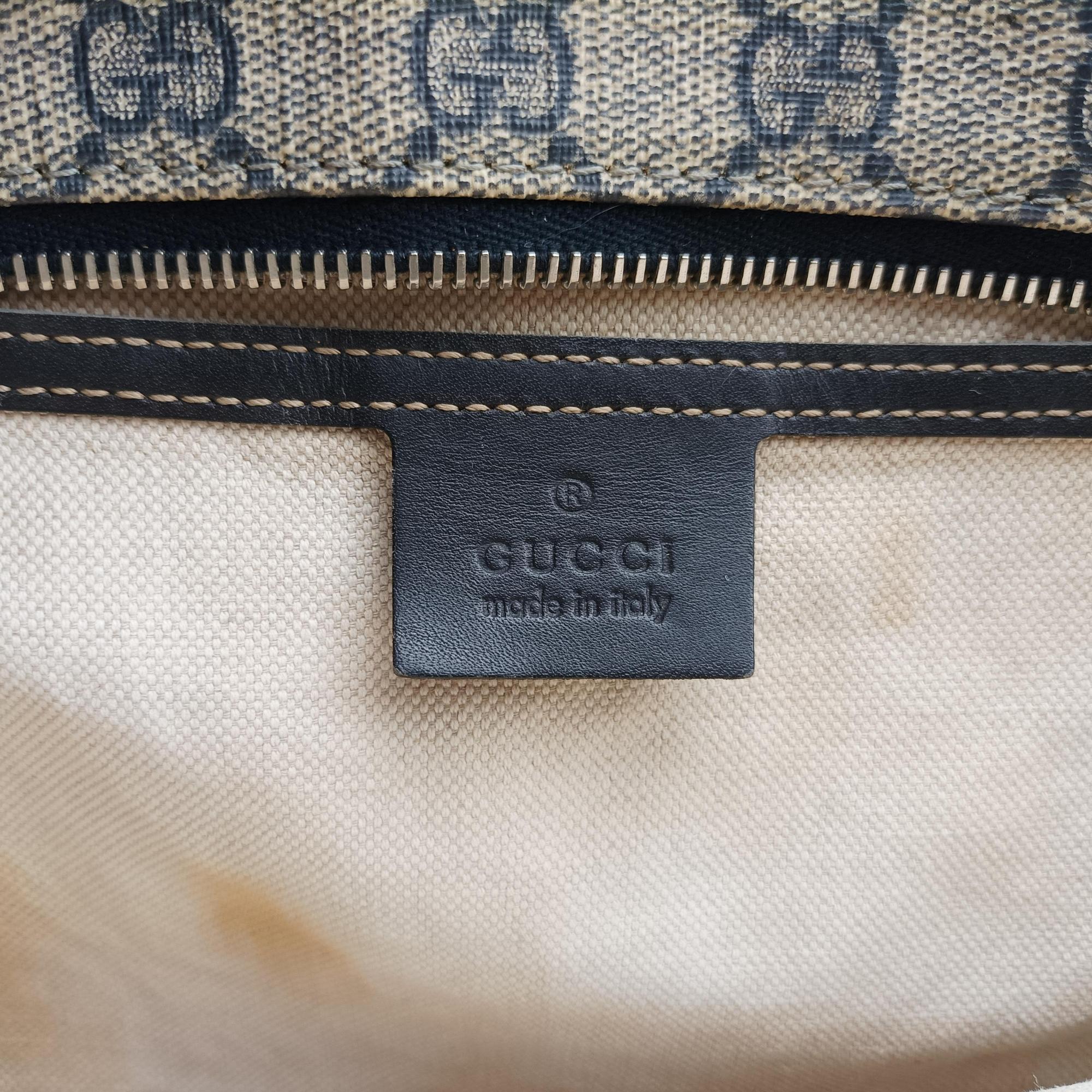 Pre-owned Gucci GG Imprime Beige x Navy PVC coated canvas 211138 handbag | stylenewstar