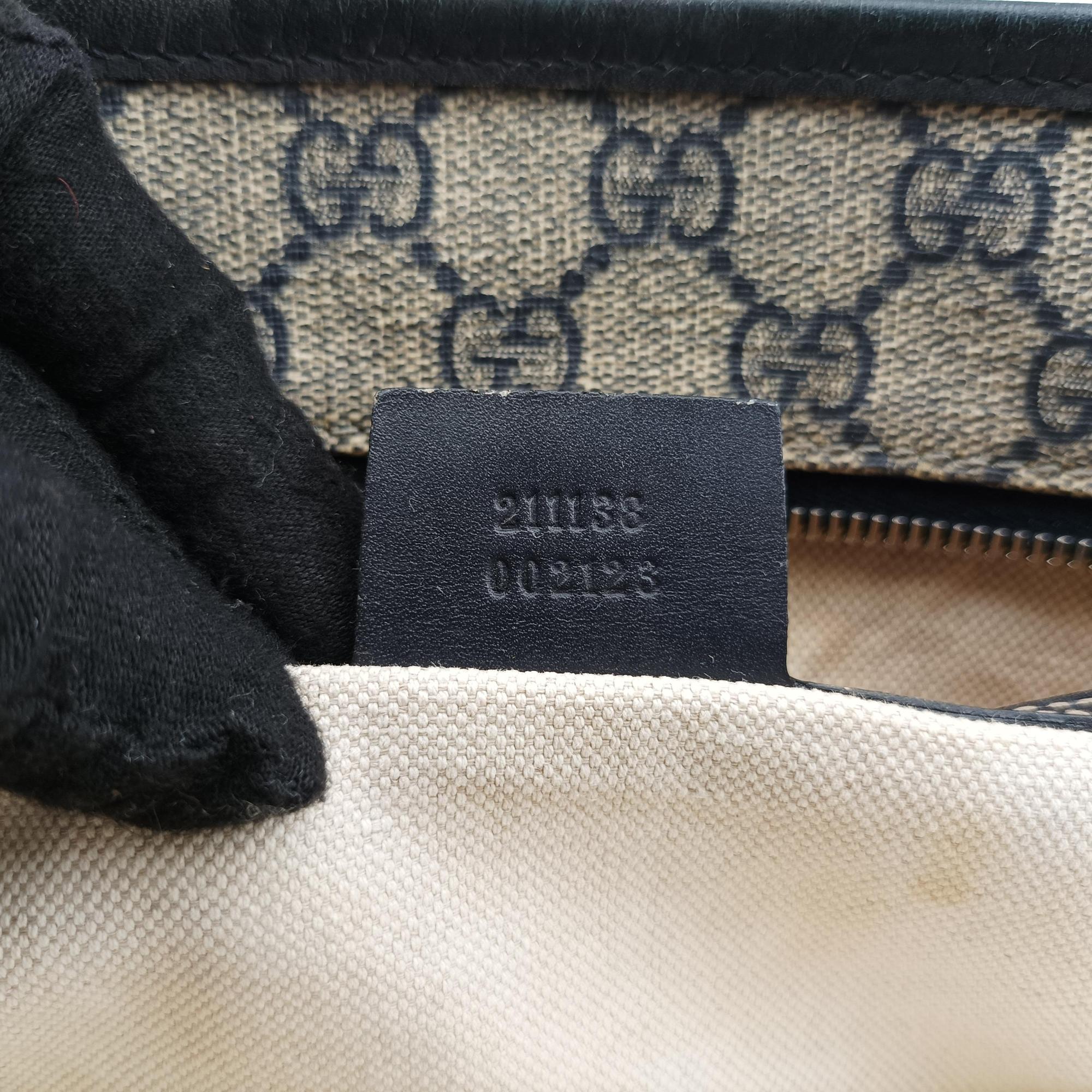 Pre-owned Gucci GG Imprime Beige x Navy PVC coated canvas 211138 handbag | stylenewstar