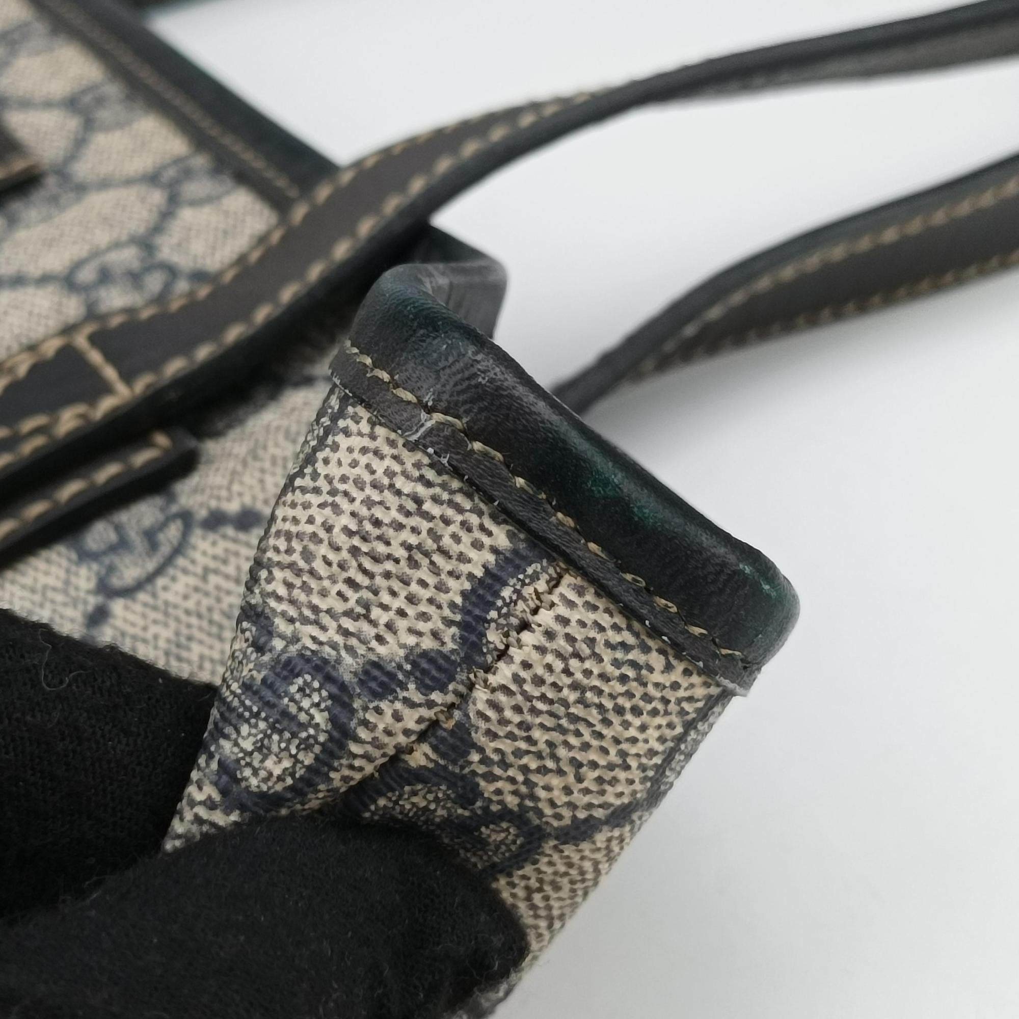 Pre-owned Gucci GG Imprime Beige x Navy PVC coated canvas 211138 handbag | stylenewstar