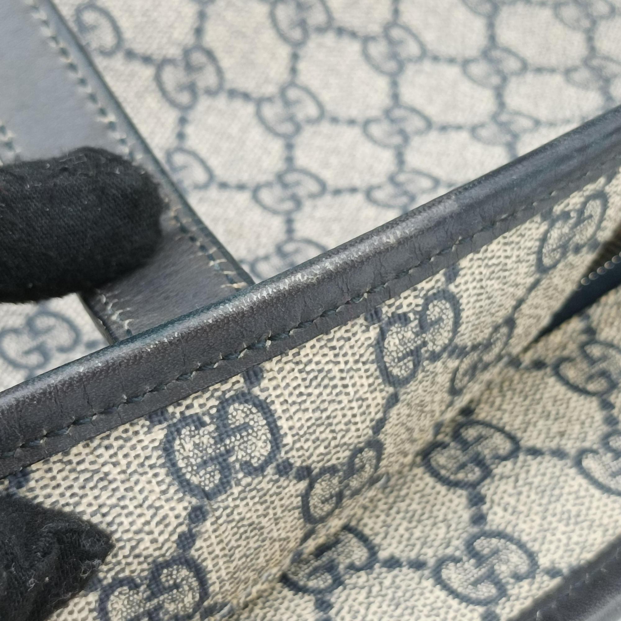 Pre-owned Gucci GG Imprime Beige x Navy PVC coated canvas 211138 handbag | stylenewstar