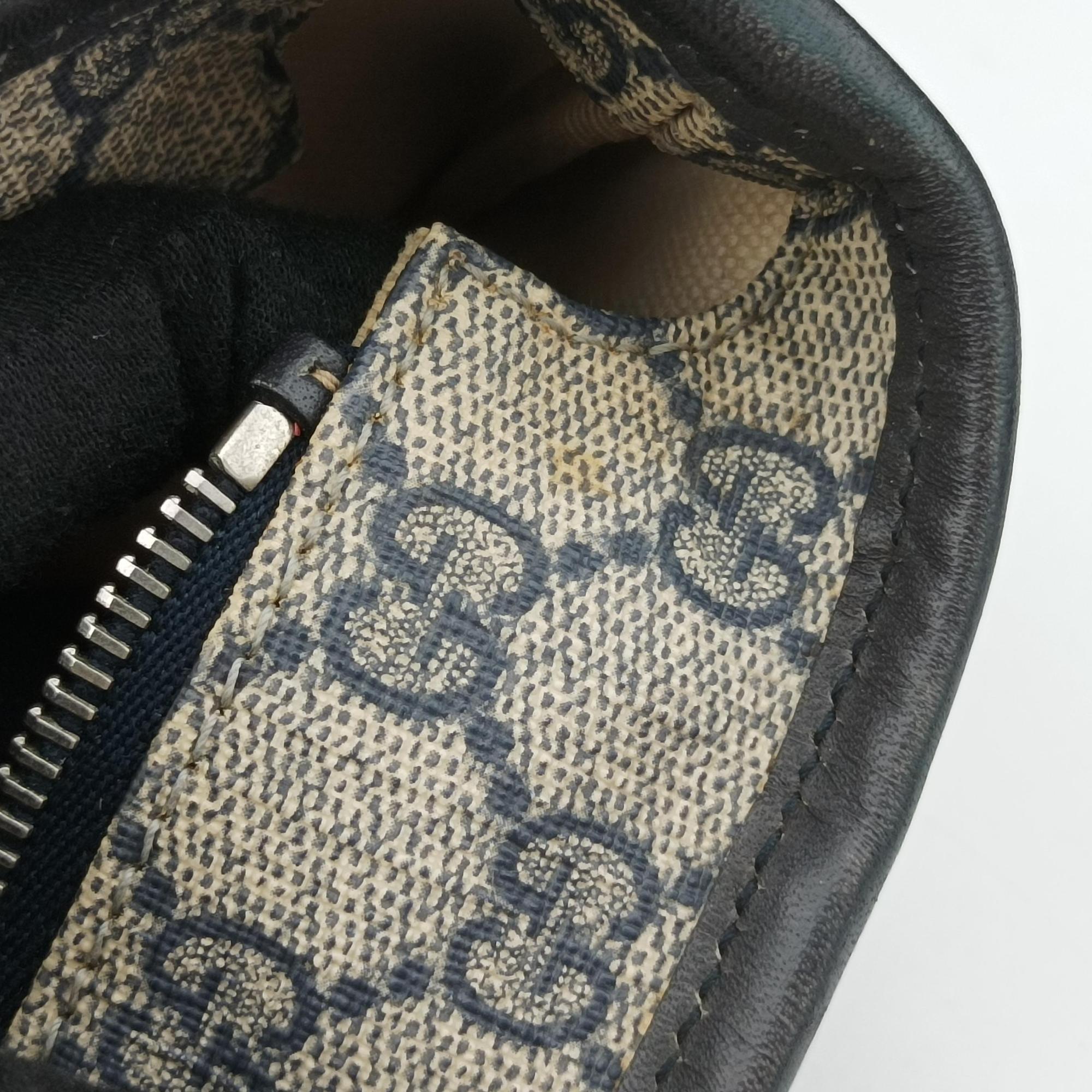 Pre-owned Gucci GG Imprime Beige x Navy PVC coated canvas 211138 handbag | stylenewstar