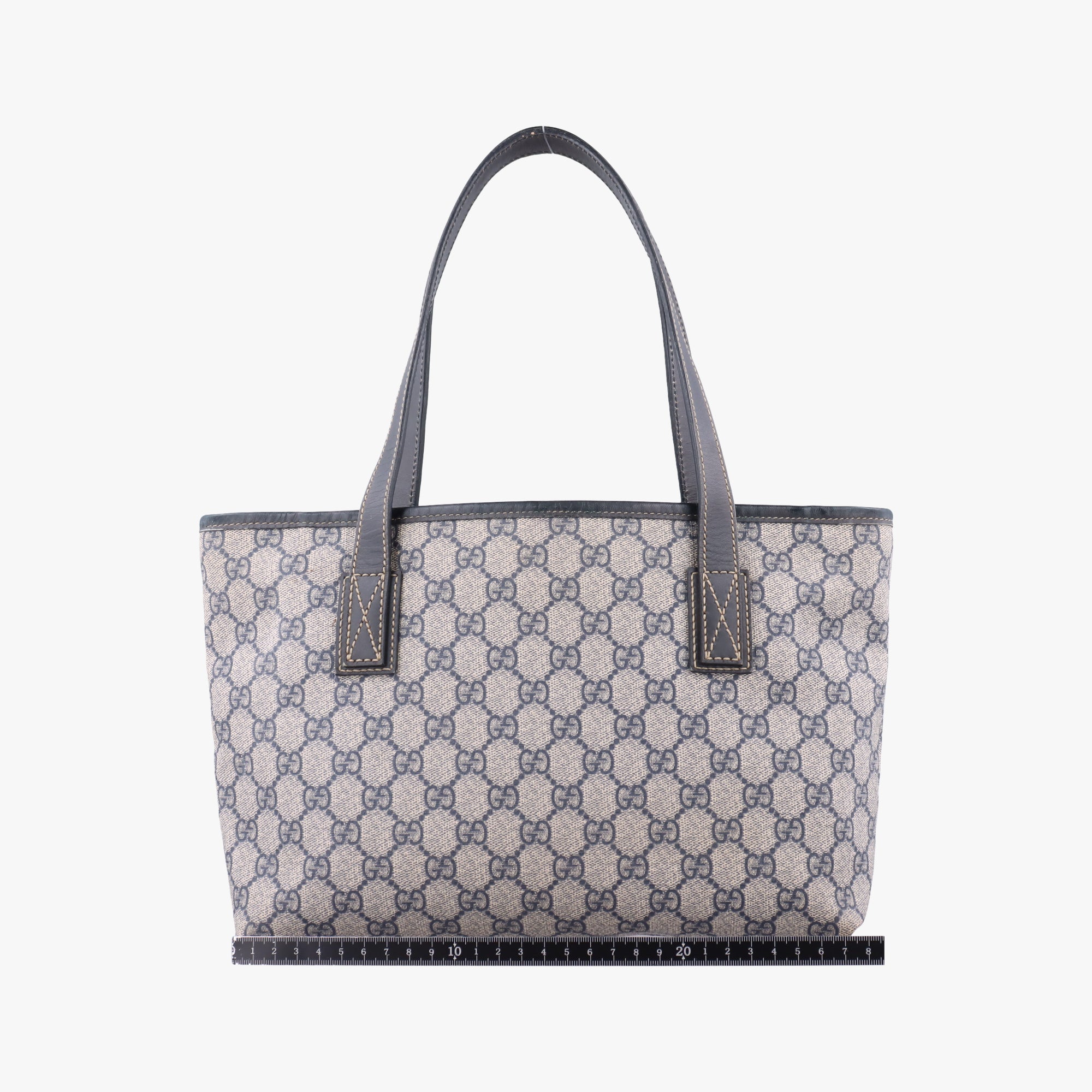 Pre-owned Gucci GG Imprime Beige x Navy PVC coated canvas 211138 handbag | stylenewstar