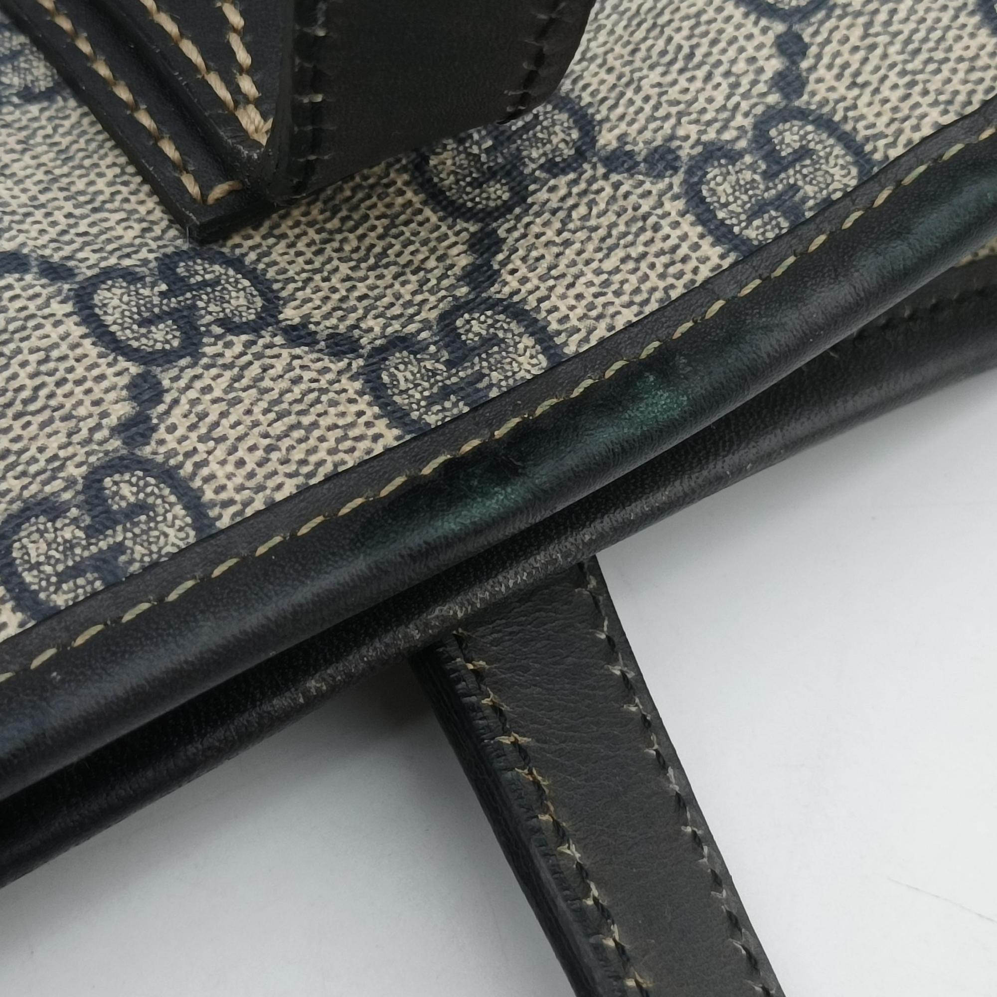 Pre-owned Gucci GG Imprime Beige x Navy PVC coated canvas 211138 handbag | stylenewstar