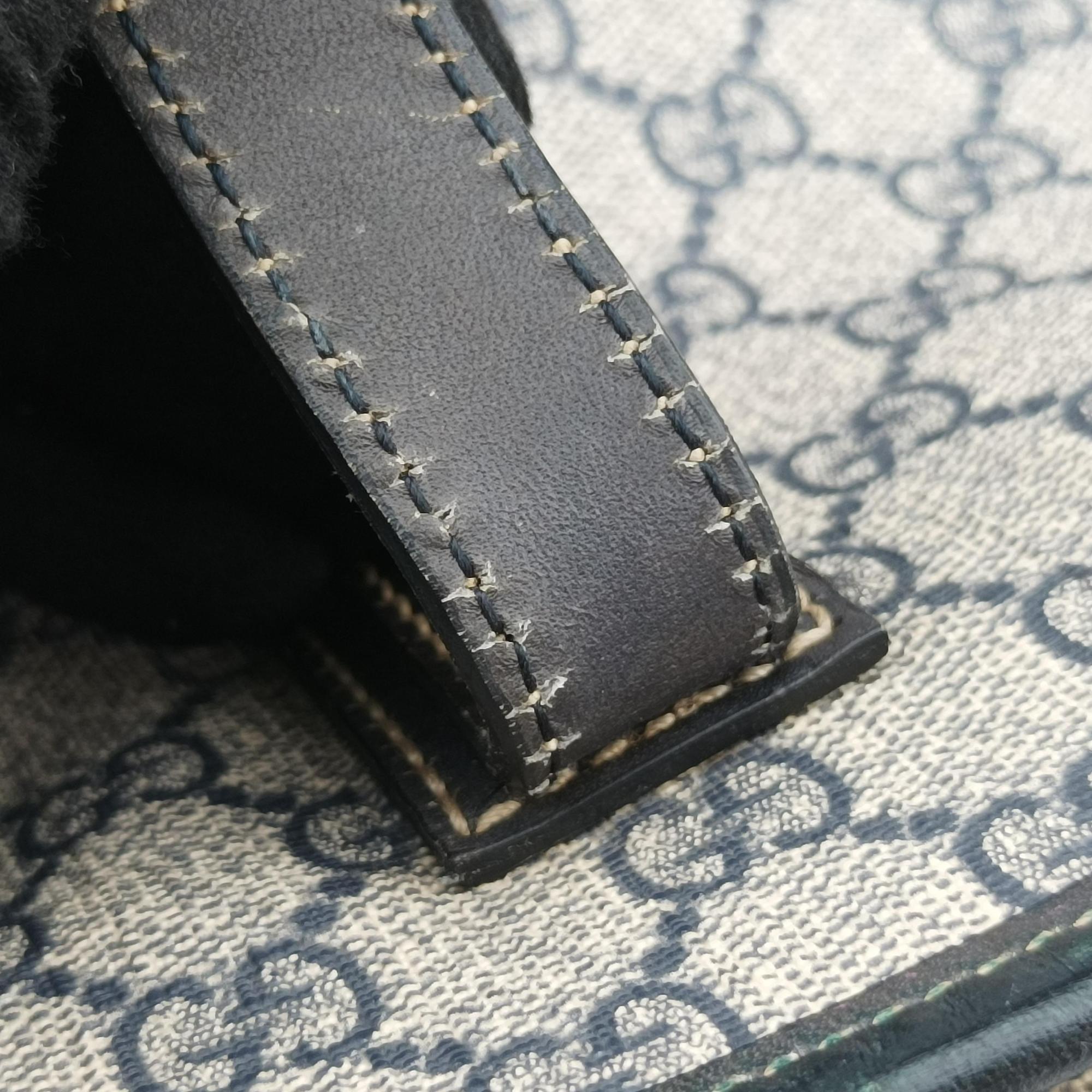 Pre-owned Gucci GG Imprime Beige x Navy PVC coated canvas 211138 handbag | stylenewstar