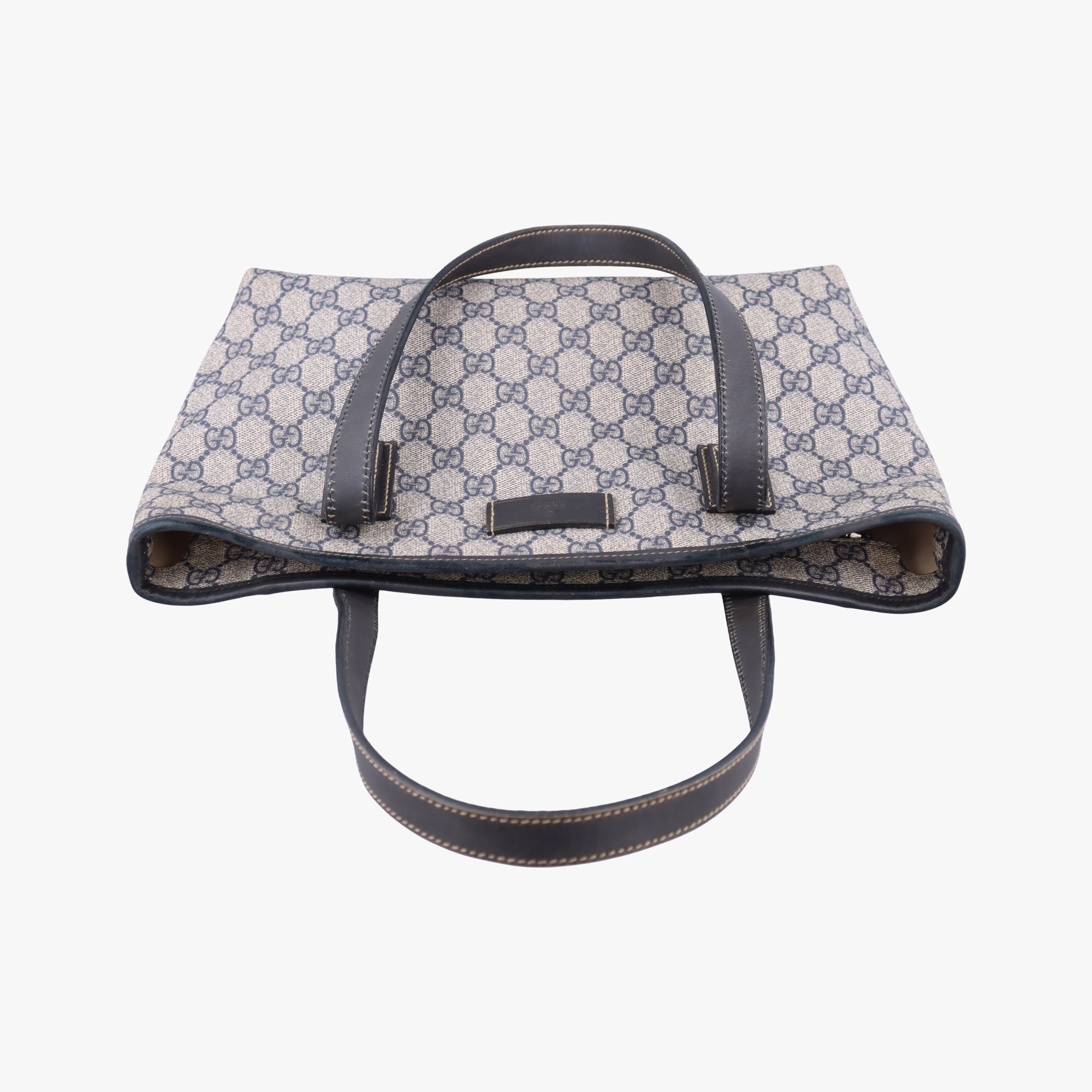 Pre-owned Gucci GG Imprime Beige x Navy PVC coated canvas 211138 handbag | stylenewstar