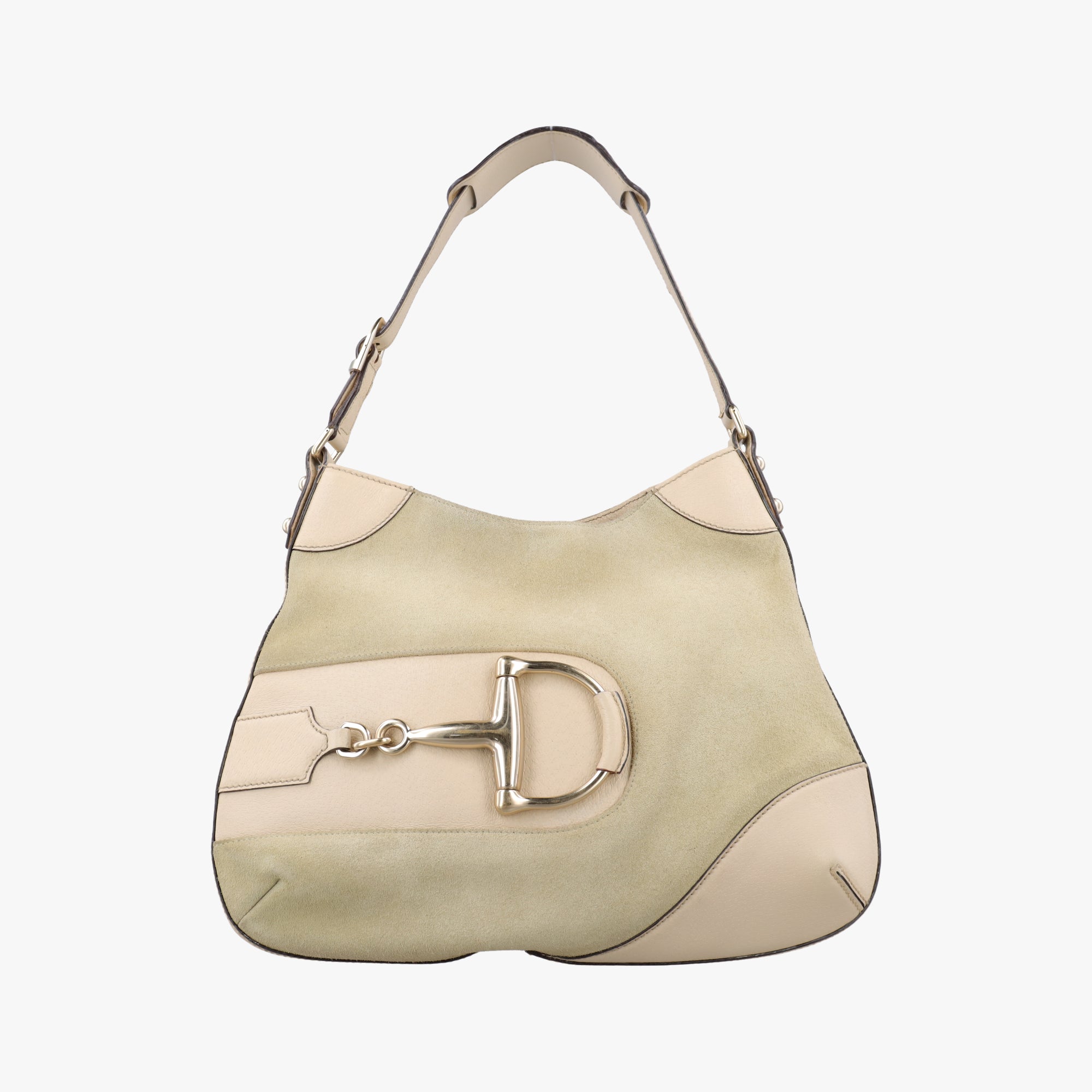Pre-owned Gucci Horsebit Hobo Pink x Beige Suede×leather 137388 shoulderbag | stylenewstar