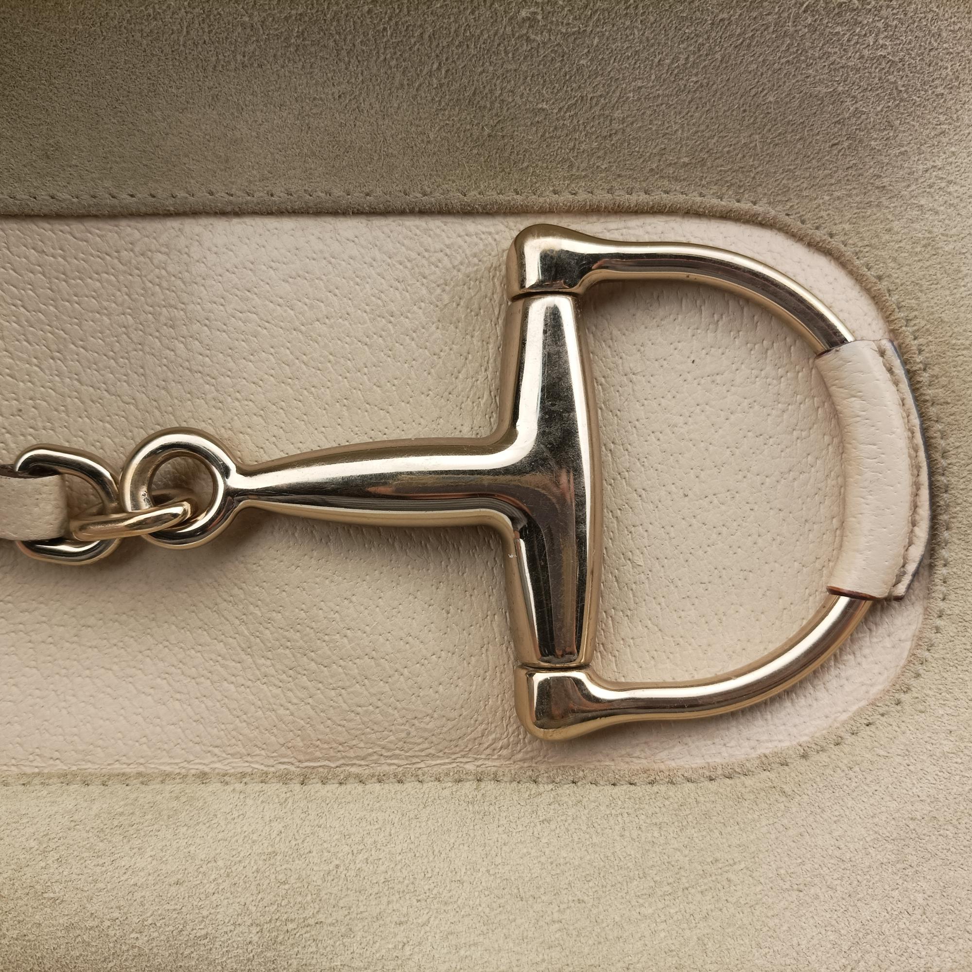 Pre-owned Gucci Horsebit Hobo Pink x Beige Suede×leather 137388 shoulderbag | stylenewstar