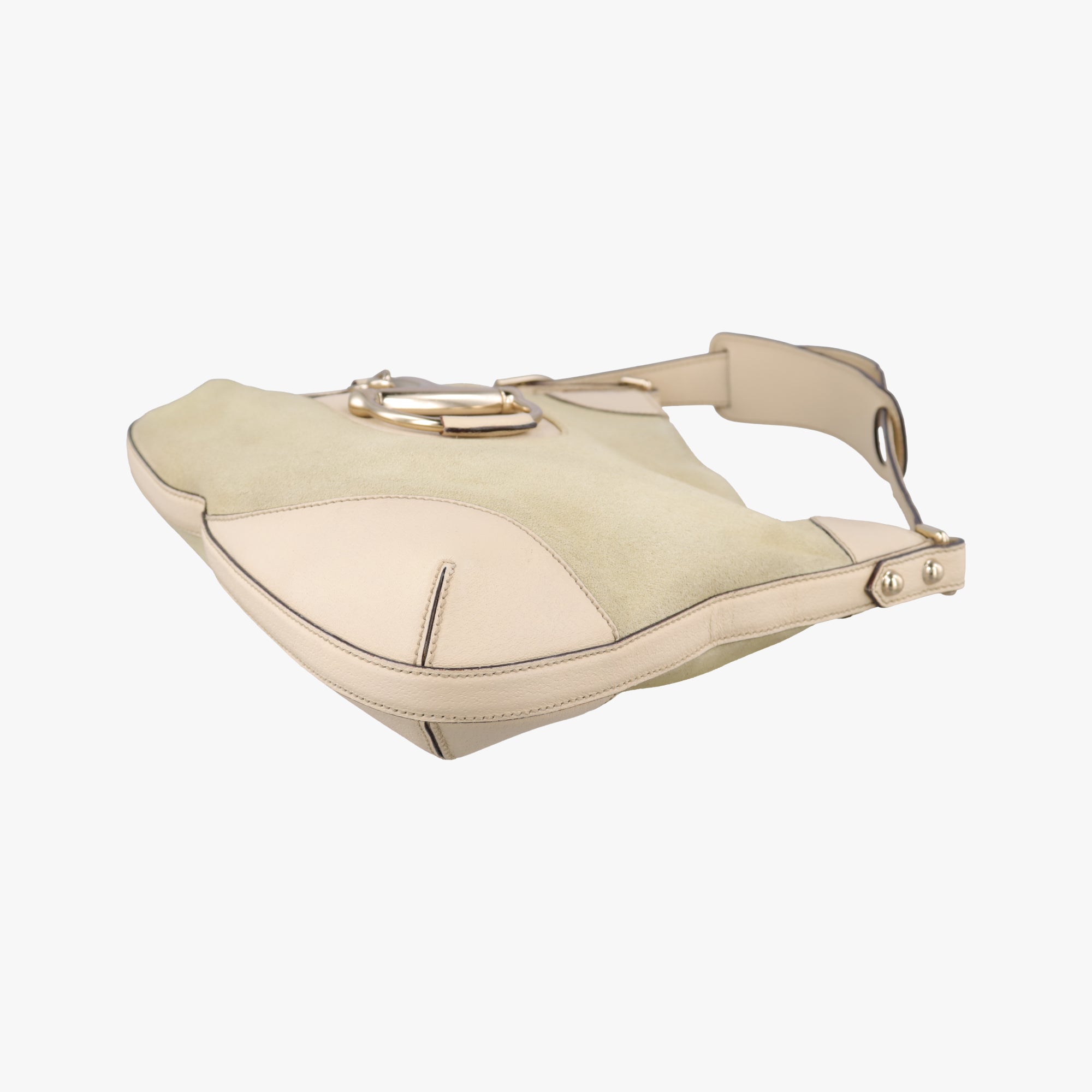 Pre-owned Gucci Horsebit Hobo Pink x Beige Suede×leather 137388 shoulderbag | stylenewstar