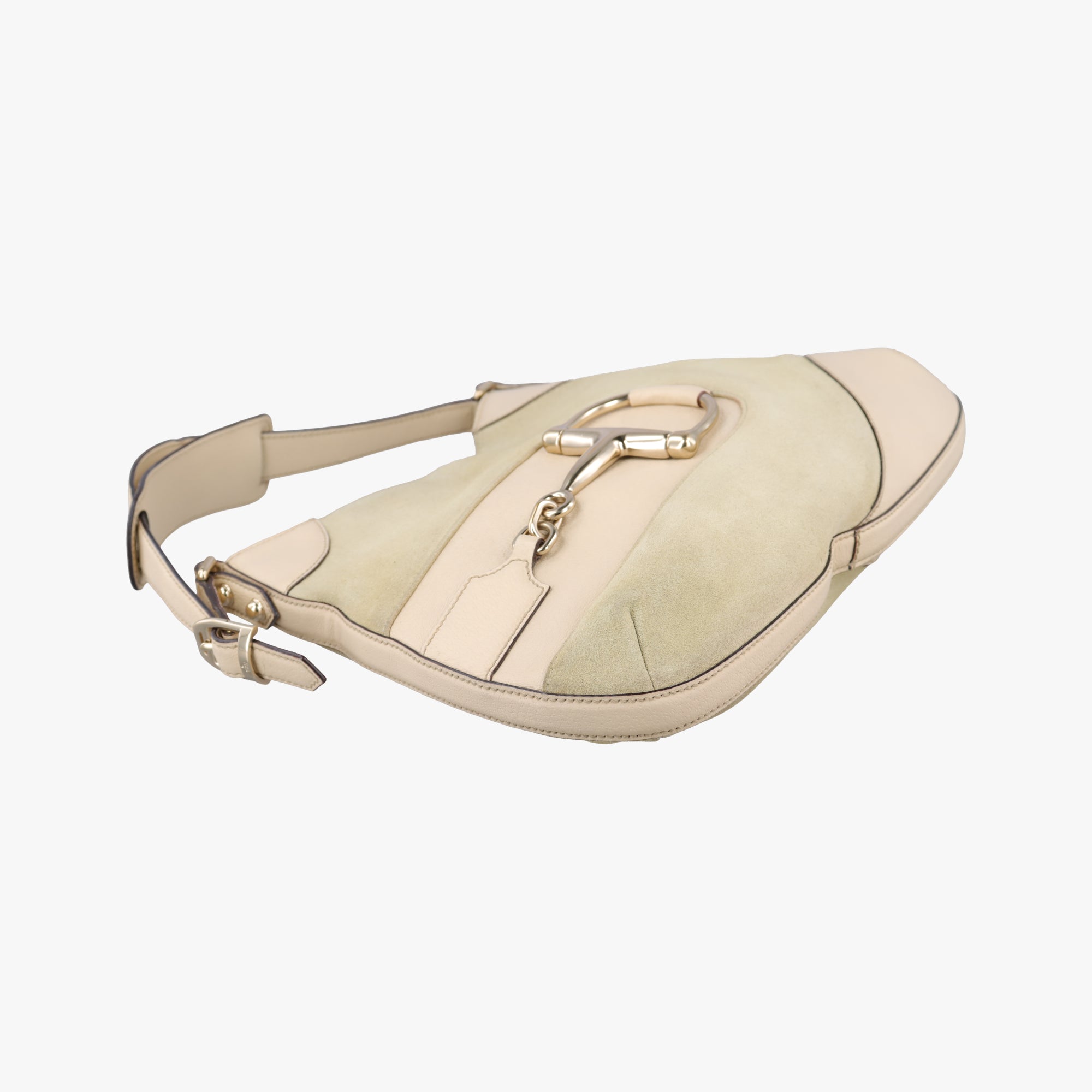 Pre-owned Gucci Horsebit Hobo Pink x Beige Suede×leather 137388 shoulderbag | stylenewstar