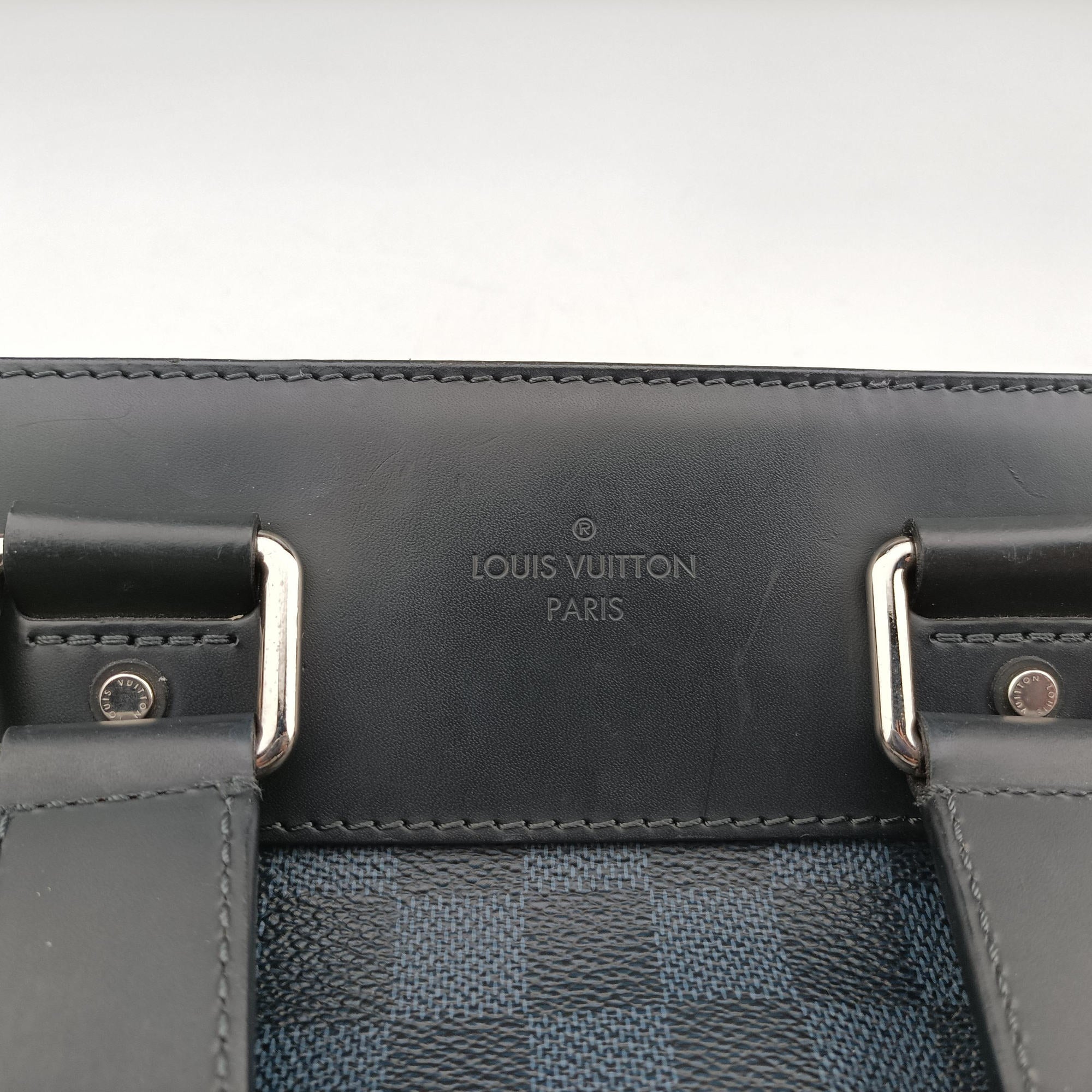 Pre-owned Louis Vuitton Cabas joule Noir Damier Cobalt N42223 handbag | stylenewstar