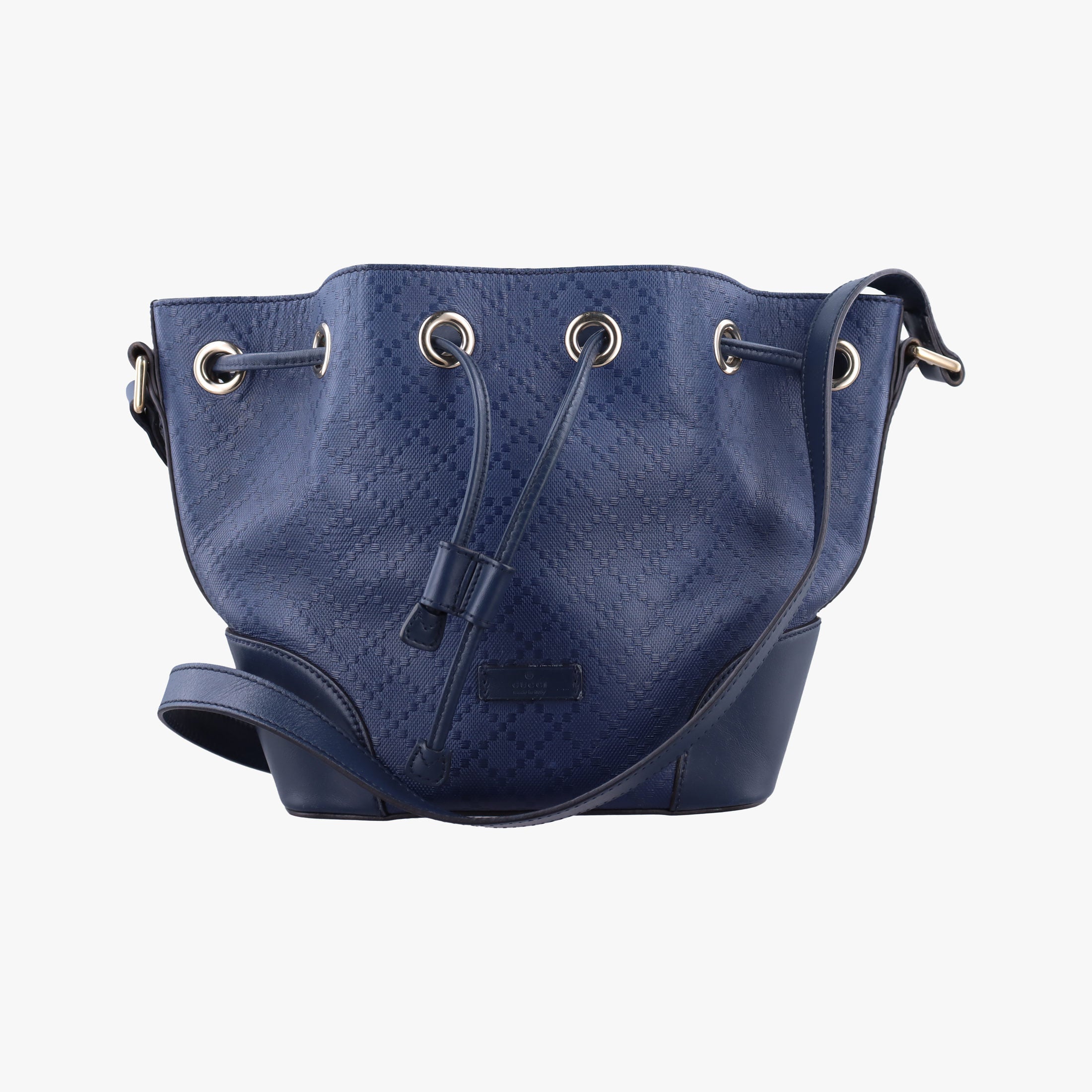 Pre-owned Gucci Bright Diamante Bucket Blue Leather 354229 shoulderbag | stylenewstar