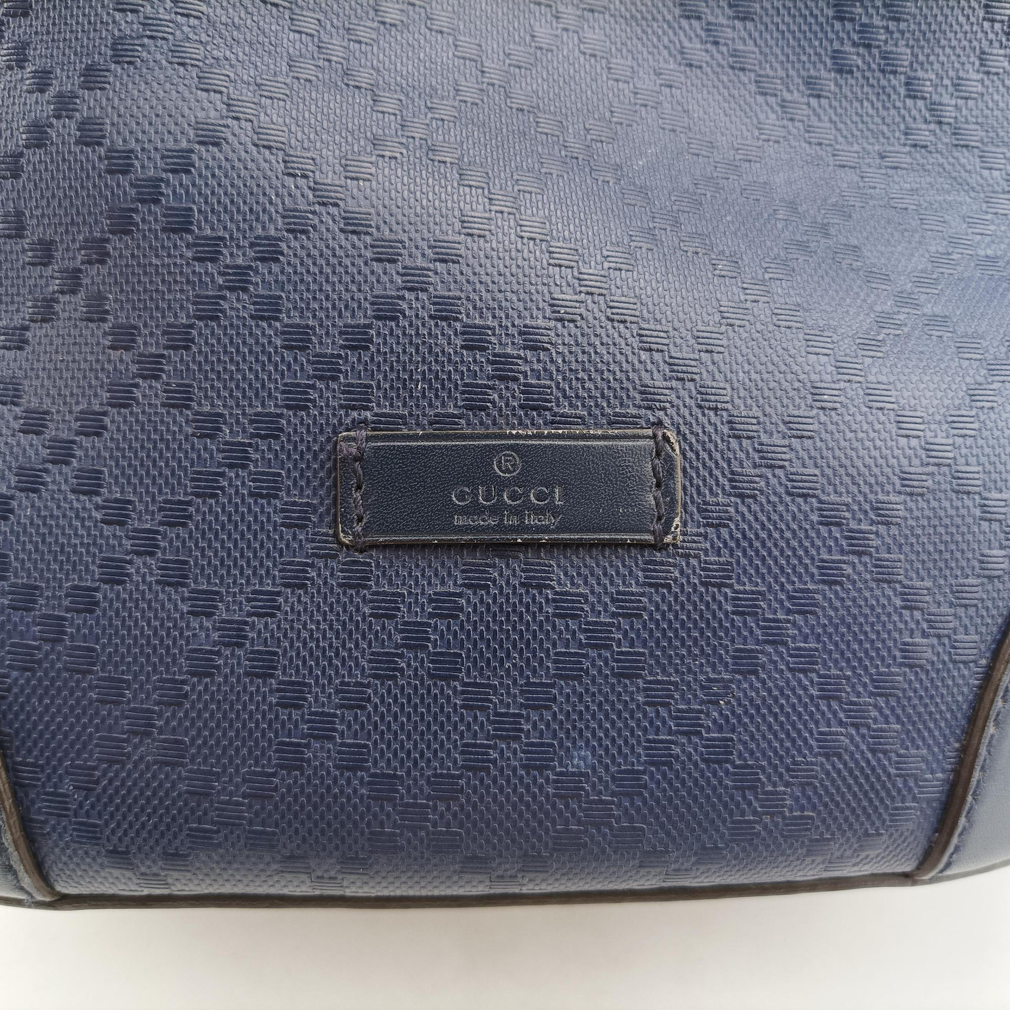 Pre-owned Gucci Bright Diamante Bucket Blue Leather 354229 shoulderbag | stylenewstar
