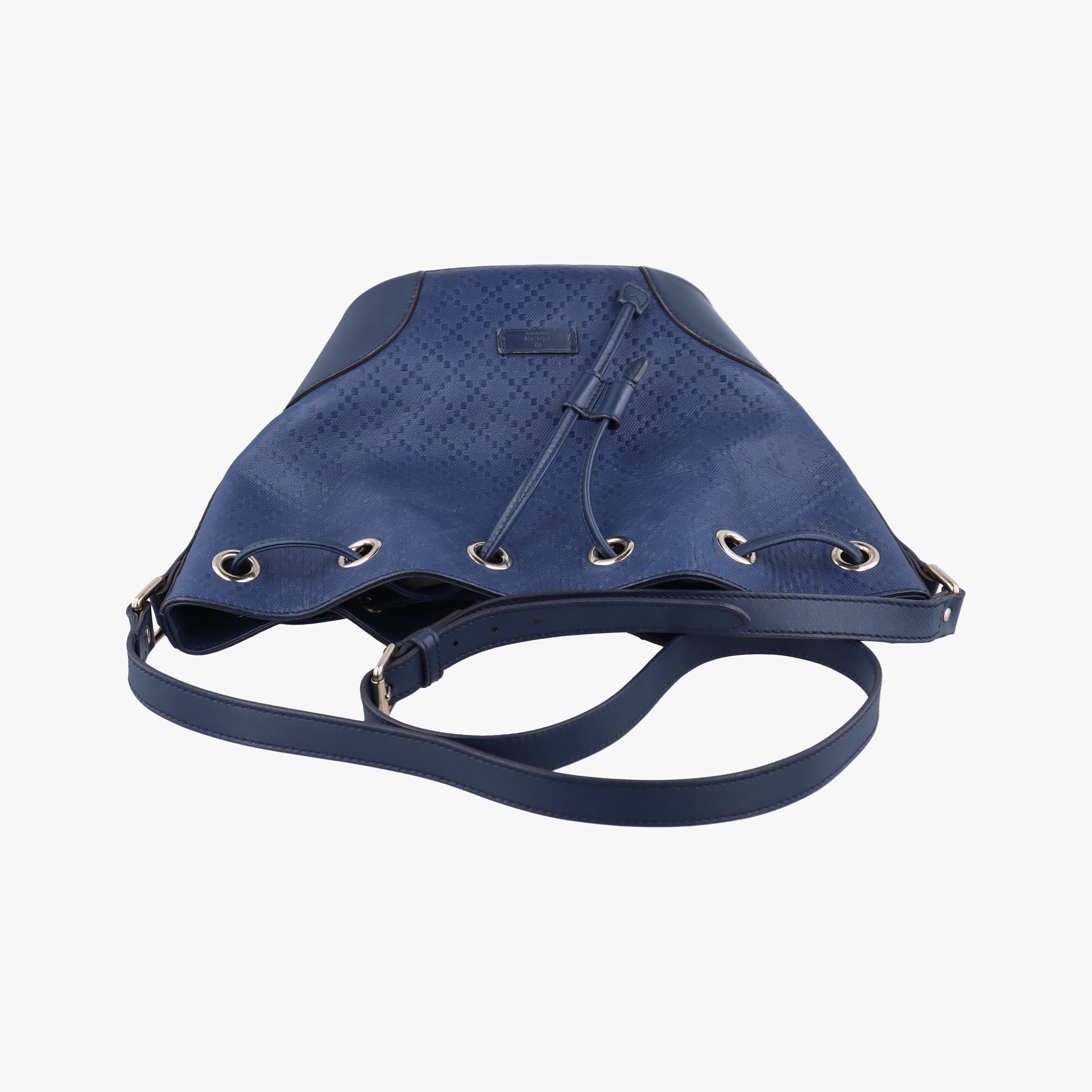 Pre-owned Gucci Bright Diamante Bucket Blue Leather 354229 shoulderbag | stylenewstar