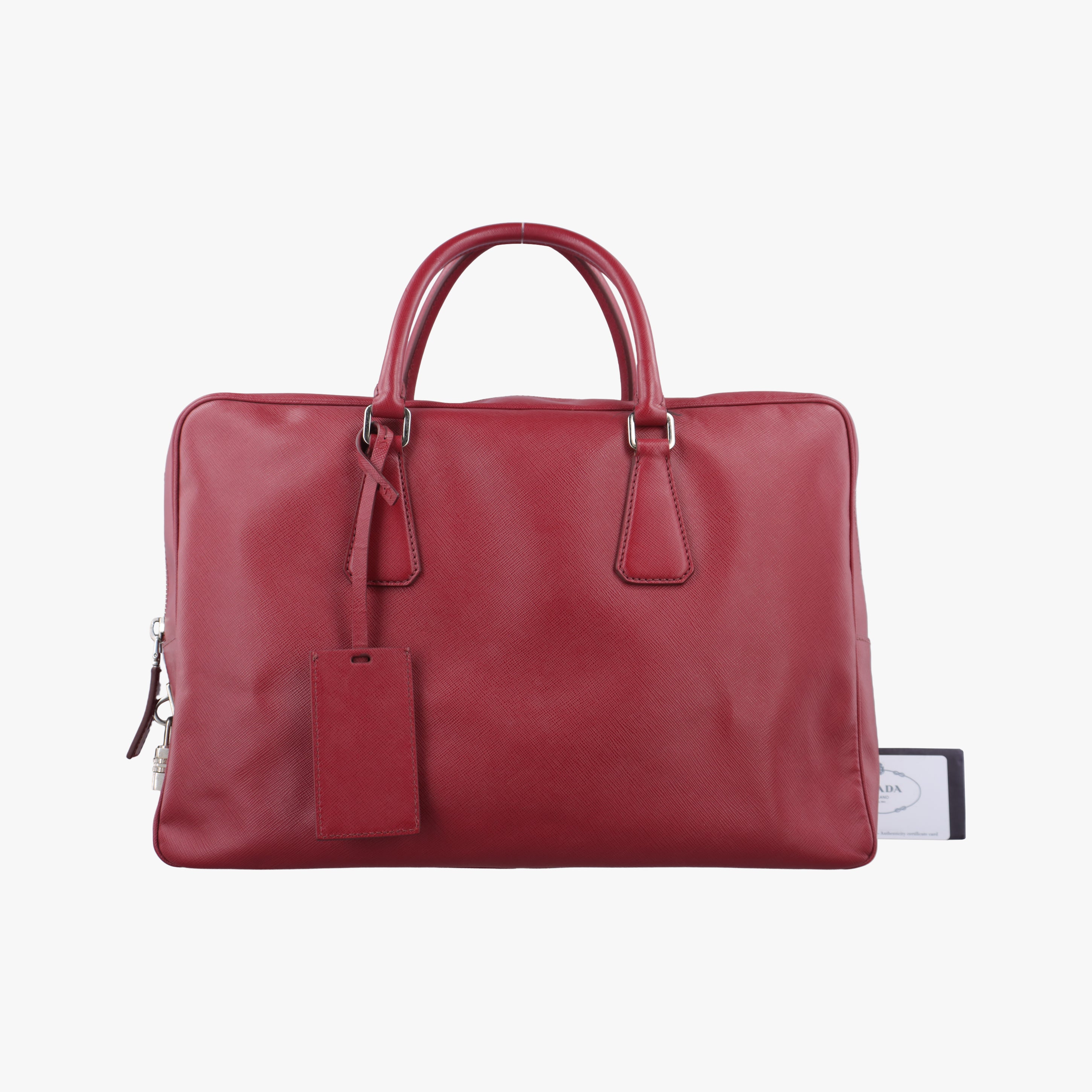 Vintage Prada Classic Laptop briefcase Red SAFFIANO Leather 2VE363 handbag | stylenewstar