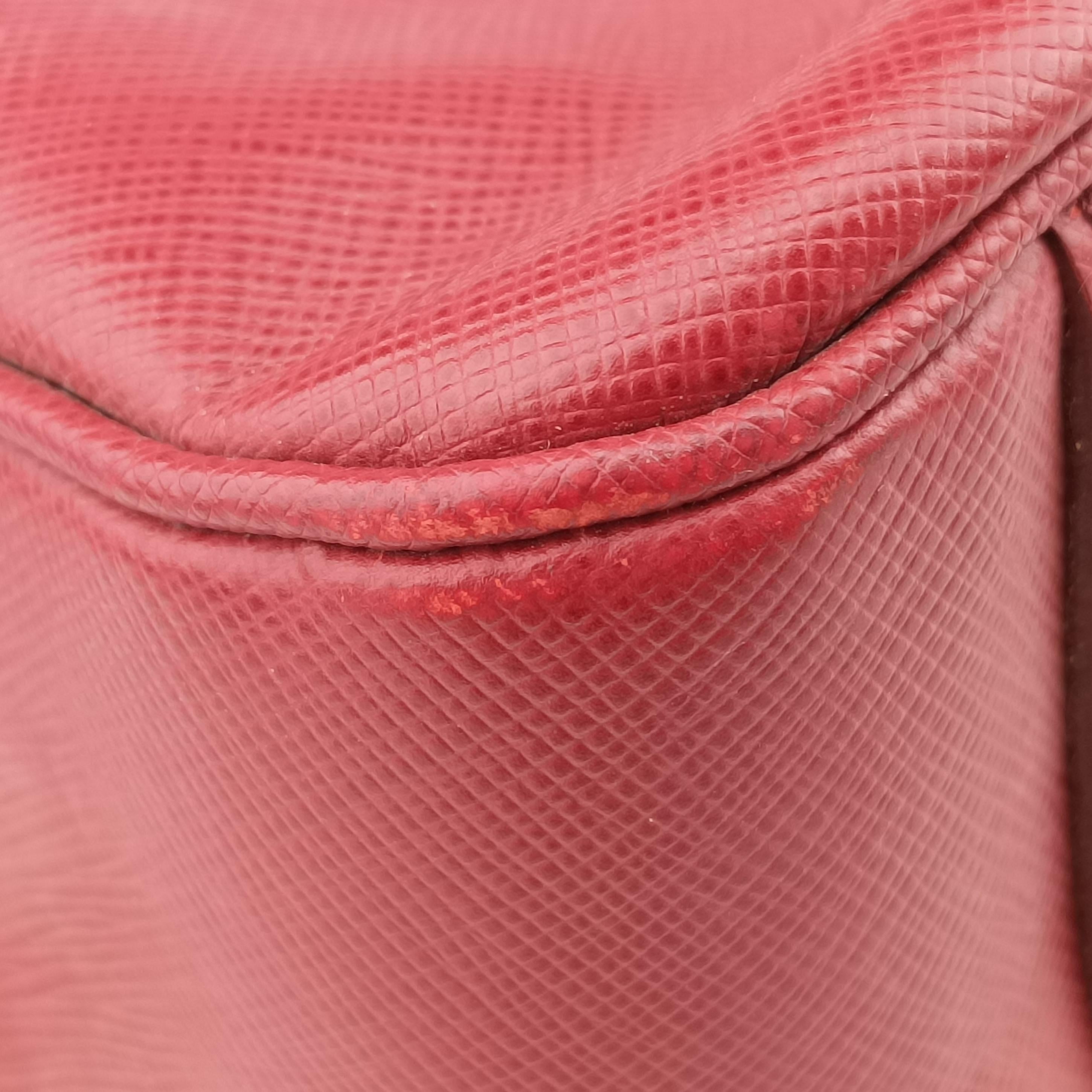 Vintage Prada Classic Laptop briefcase Red SAFFIANO Leather 2VE363 handbag | stylenewstar