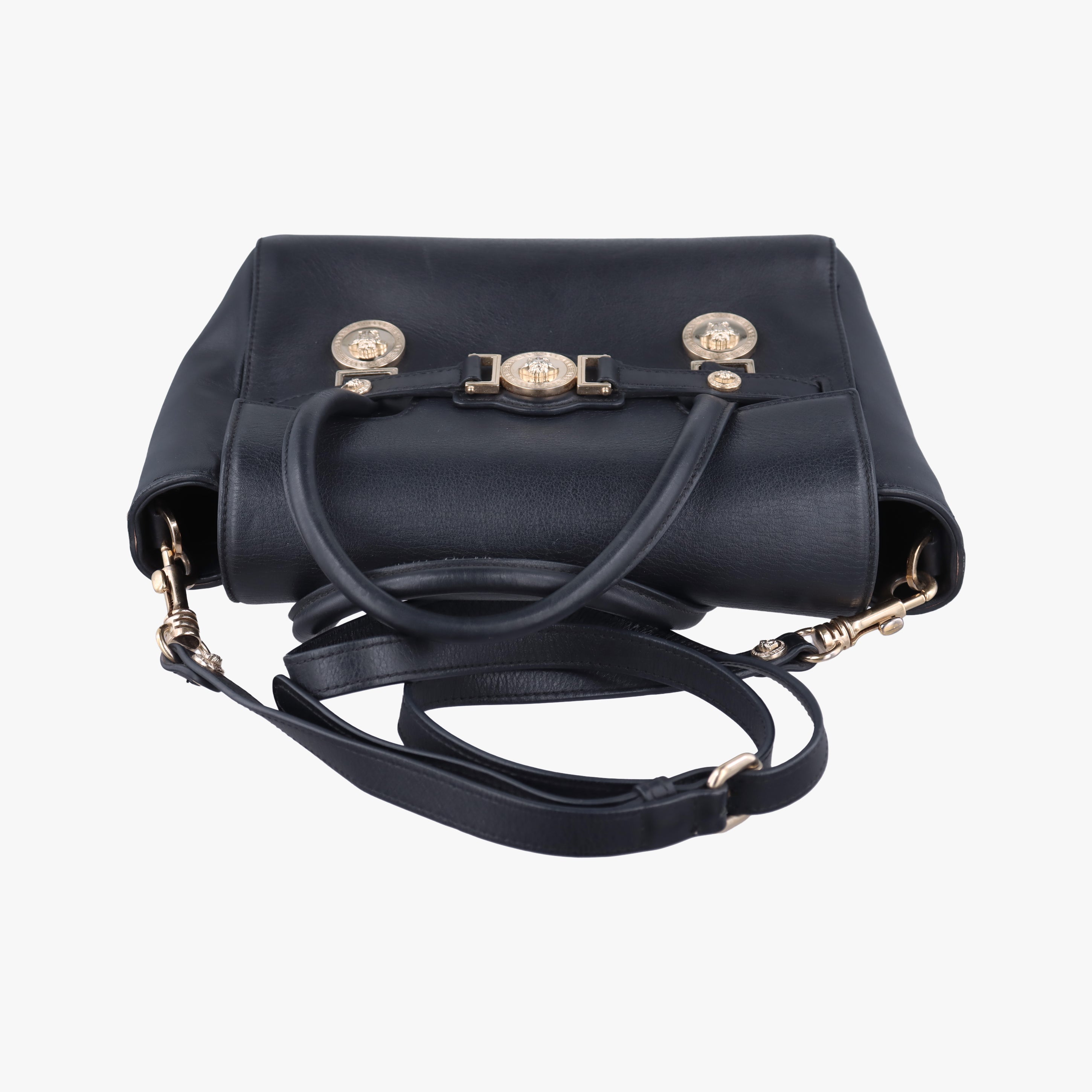 Pre-owned VERSACE Medusa Black Leather  shoulderbag | stylenewstar