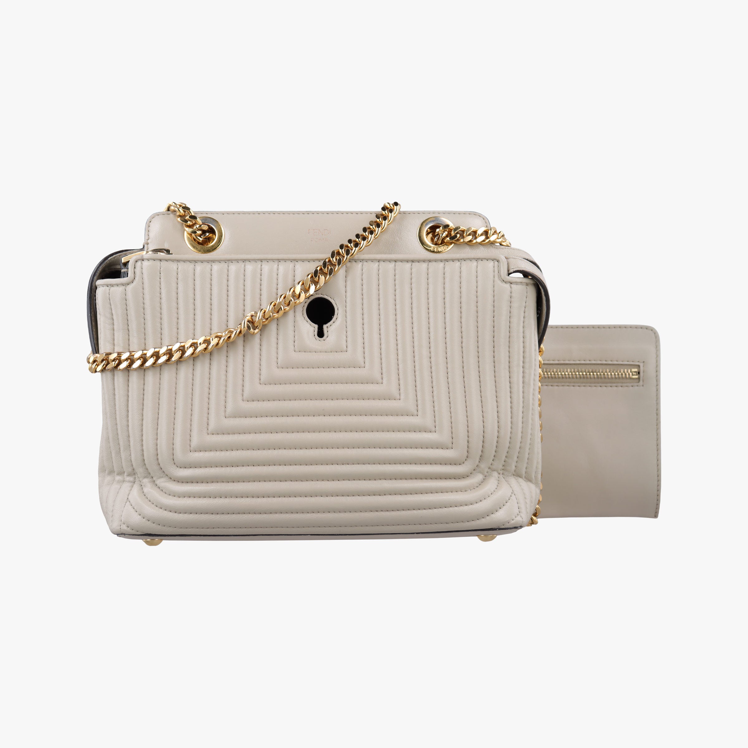 Pre-owned Fendi Dotcom Click Small Beige Leather 8BN299 shoulderbag | stylenewstar