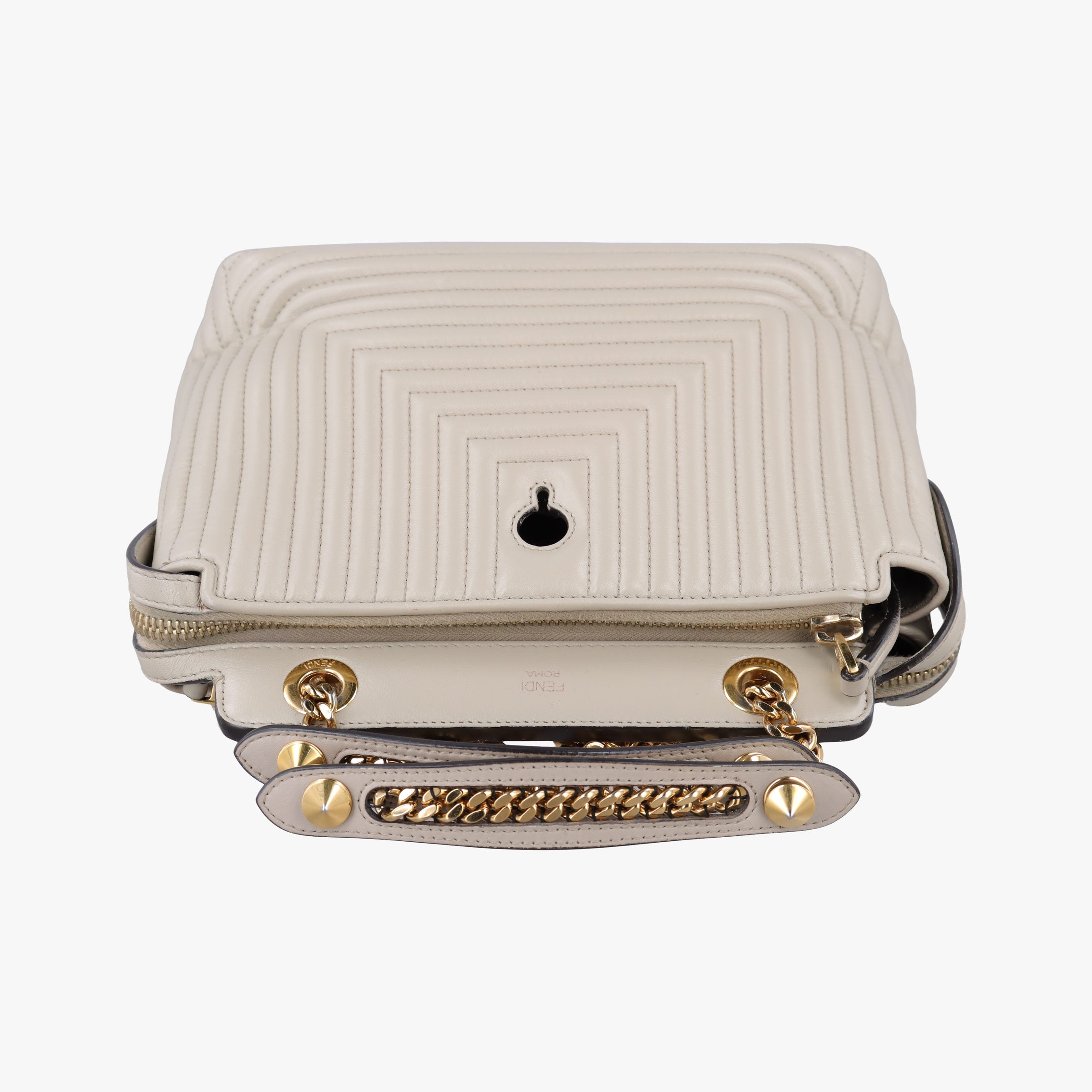 Pre-owned Fendi Dotcom Click Small Beige Leather 8BN299 shoulderbag | stylenewstar