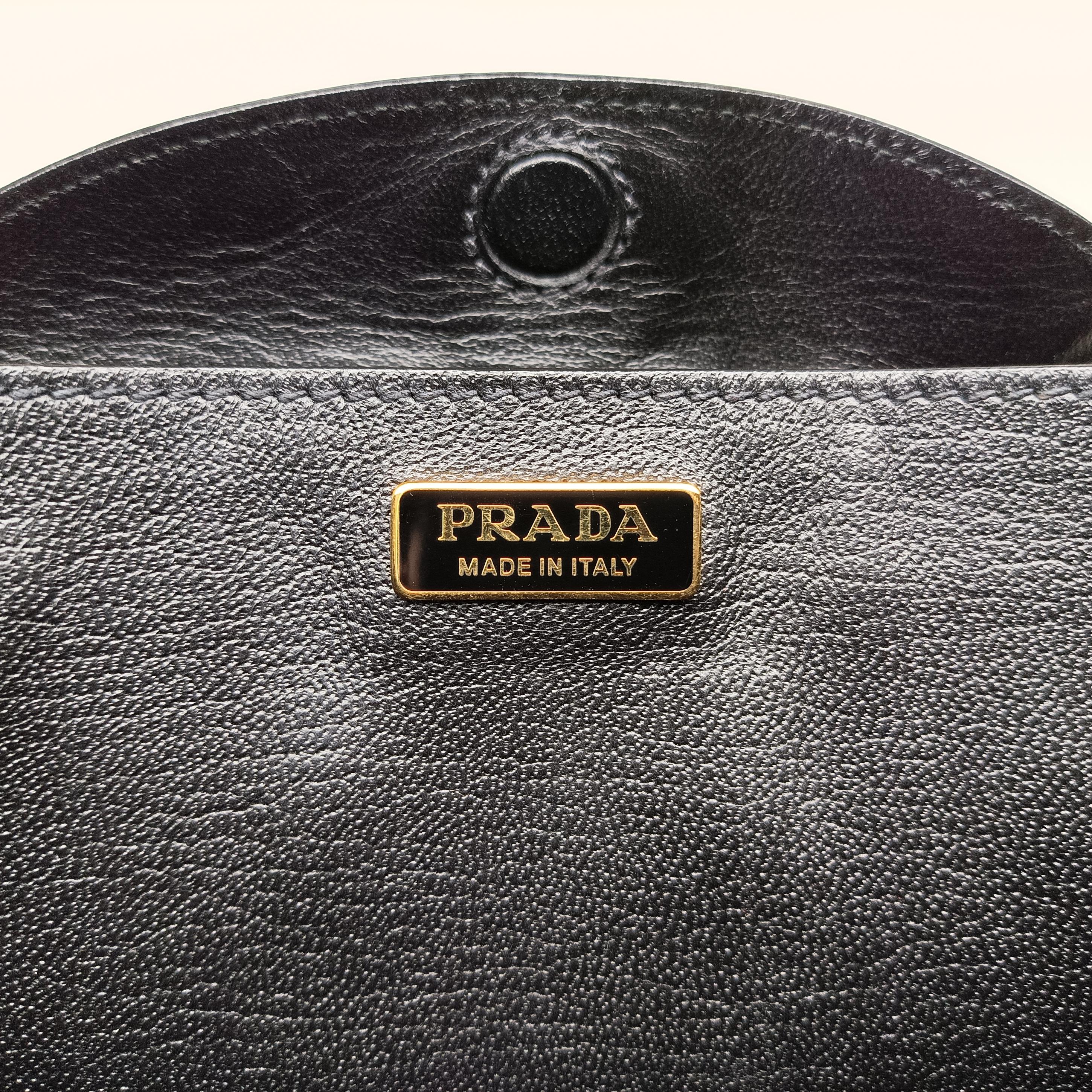 Pre-owned Prada Astrology Cahier White×Black Saffiano leather×Leather  shoulderbag | stylenewstar