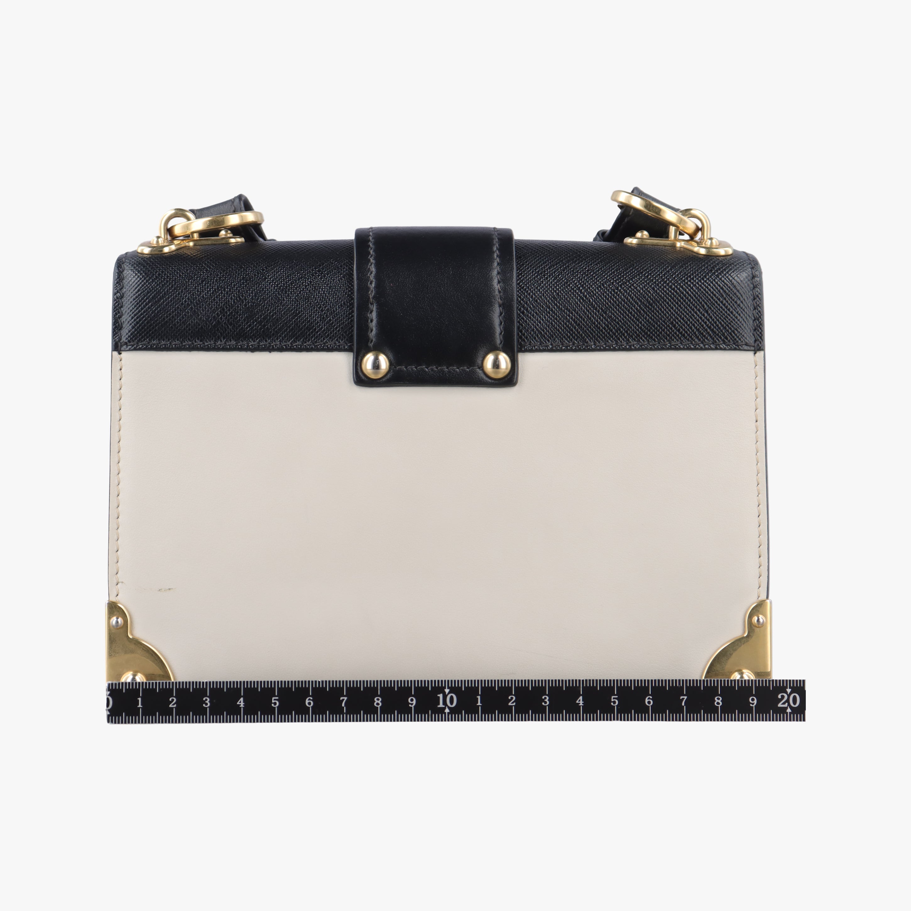 Pre-owned Prada Astrology Cahier White×Black Saffiano leather×Leather  shoulderbag | stylenewstar