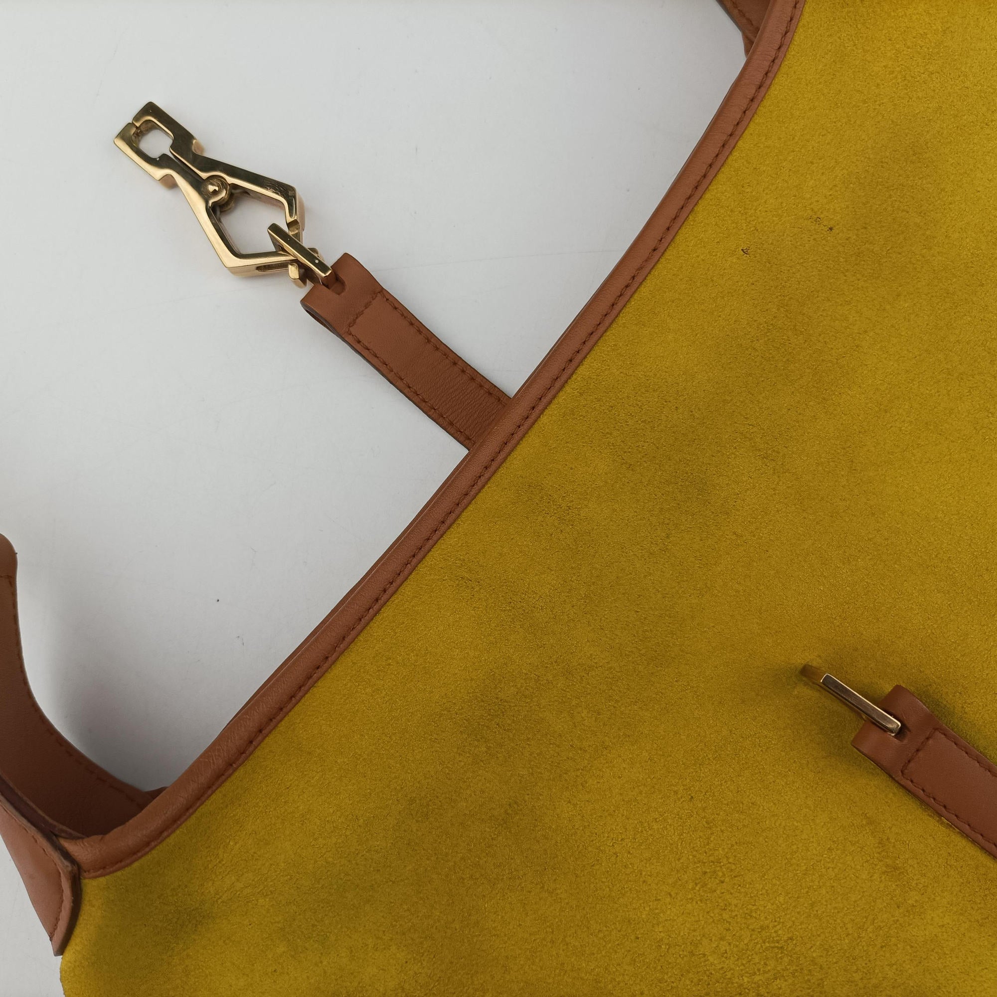 Pre-owned Gucci Bamboo Jackie Yellow Suede×Leather 001.40 handbag | stylenewstar