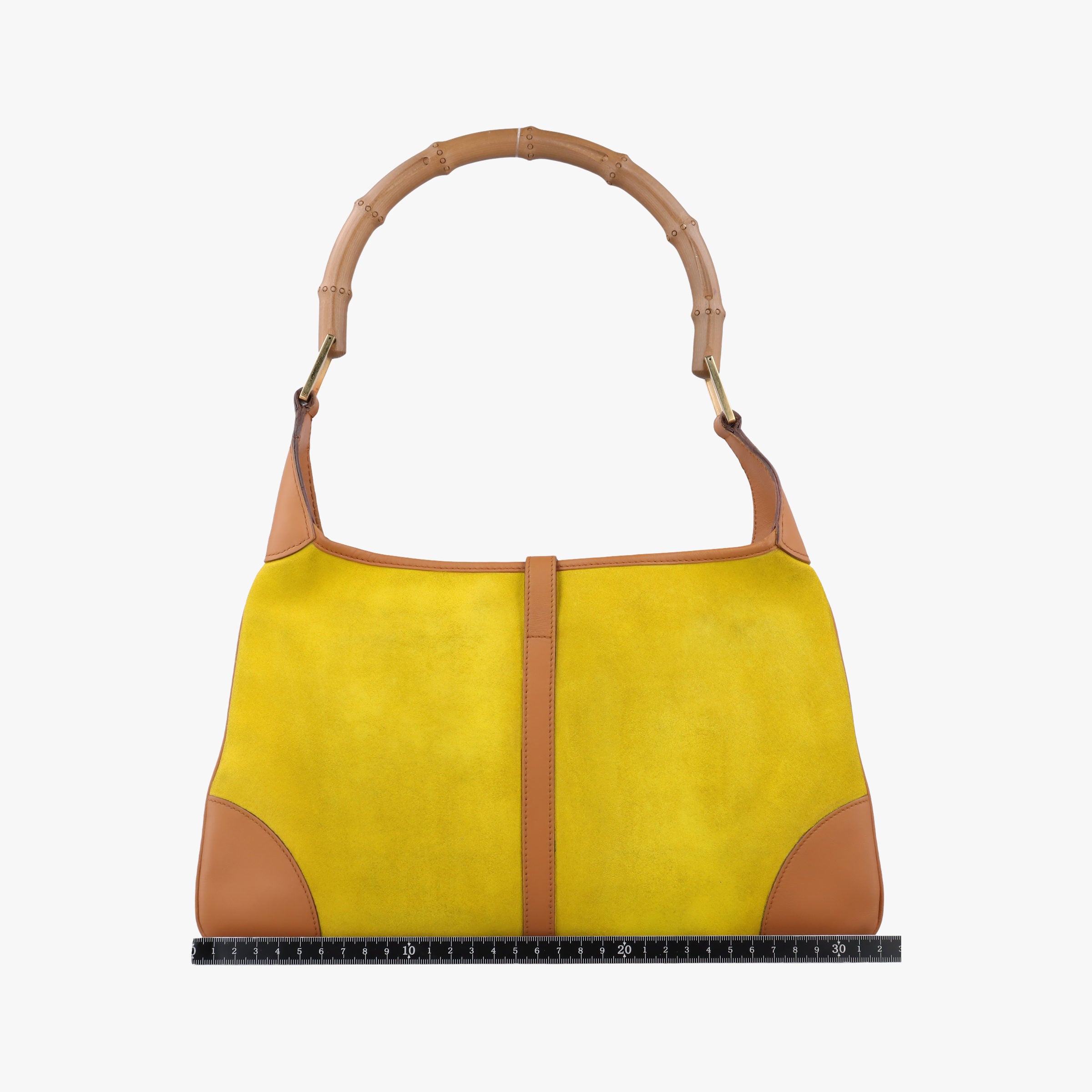 Pre-owned Gucci Bamboo Jackie Yellow Suede×Leather 001.40 handbag | stylenewstar