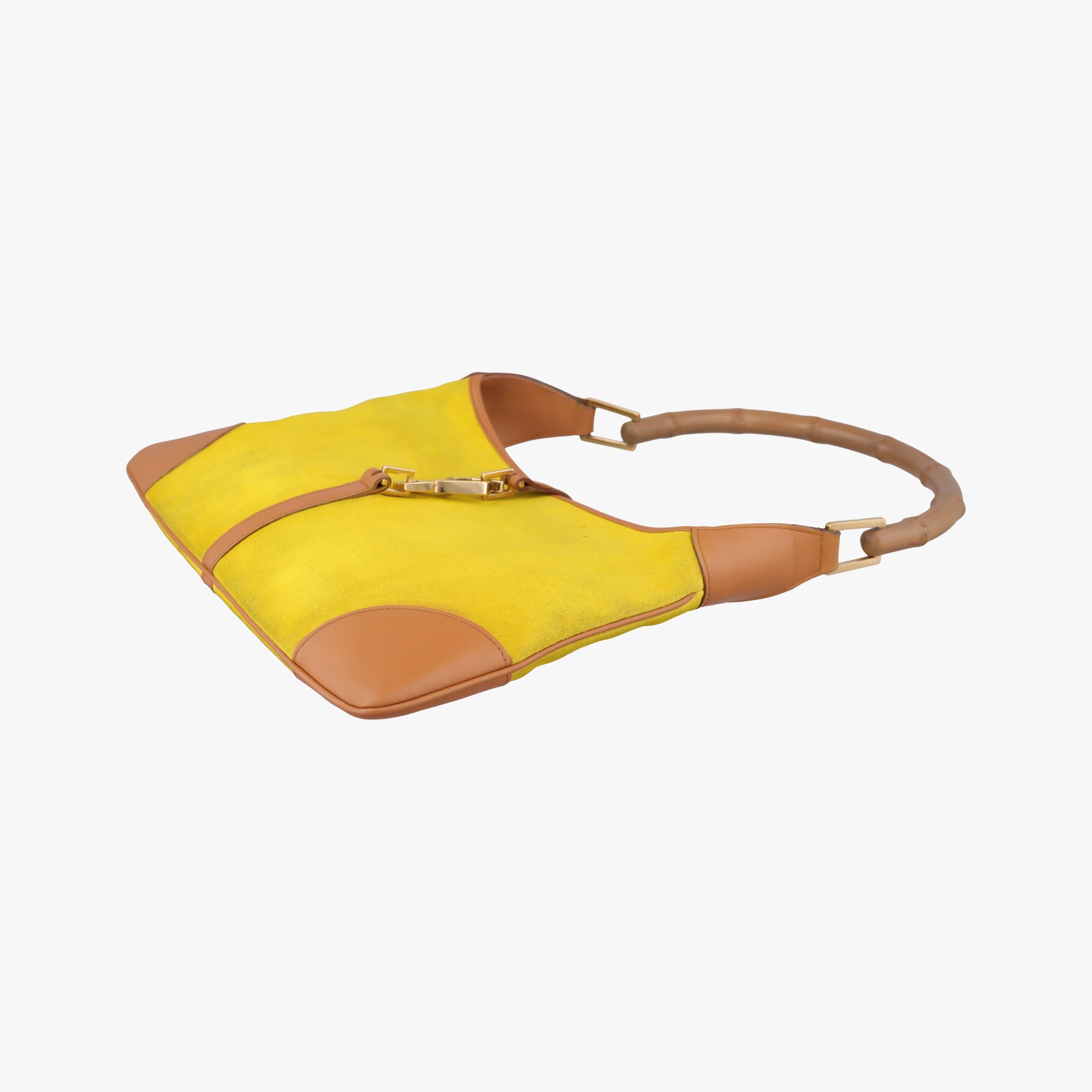 Pre-owned Gucci Bamboo Jackie Yellow Suede×Leather 001.40 handbag | stylenewstar