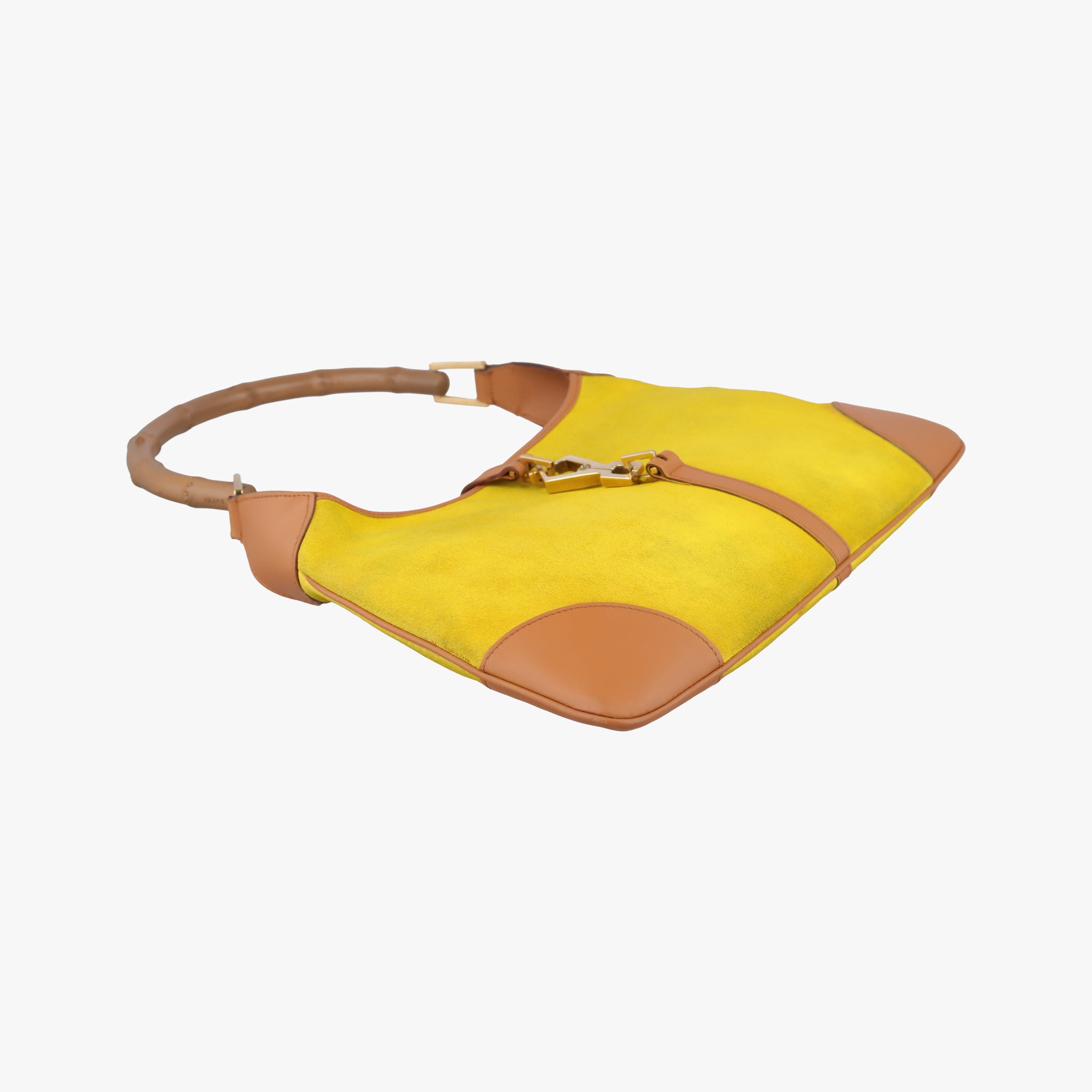 Pre-owned Gucci Bamboo Jackie Yellow Suede×Leather 001.40 handbag | stylenewstar