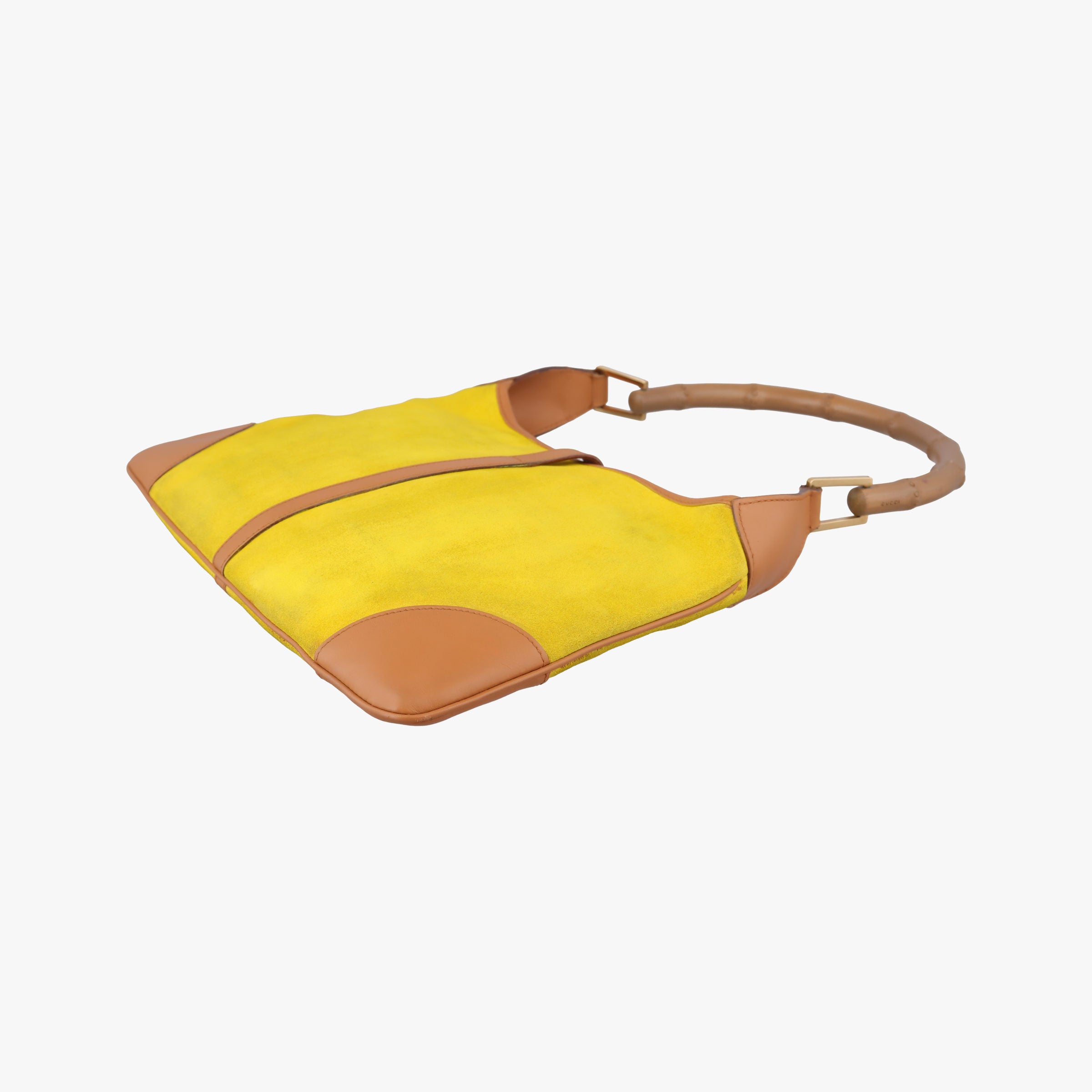 Pre-owned Gucci Bamboo Jackie Yellow Suede×Leather 001.40 handbag | stylenewstar