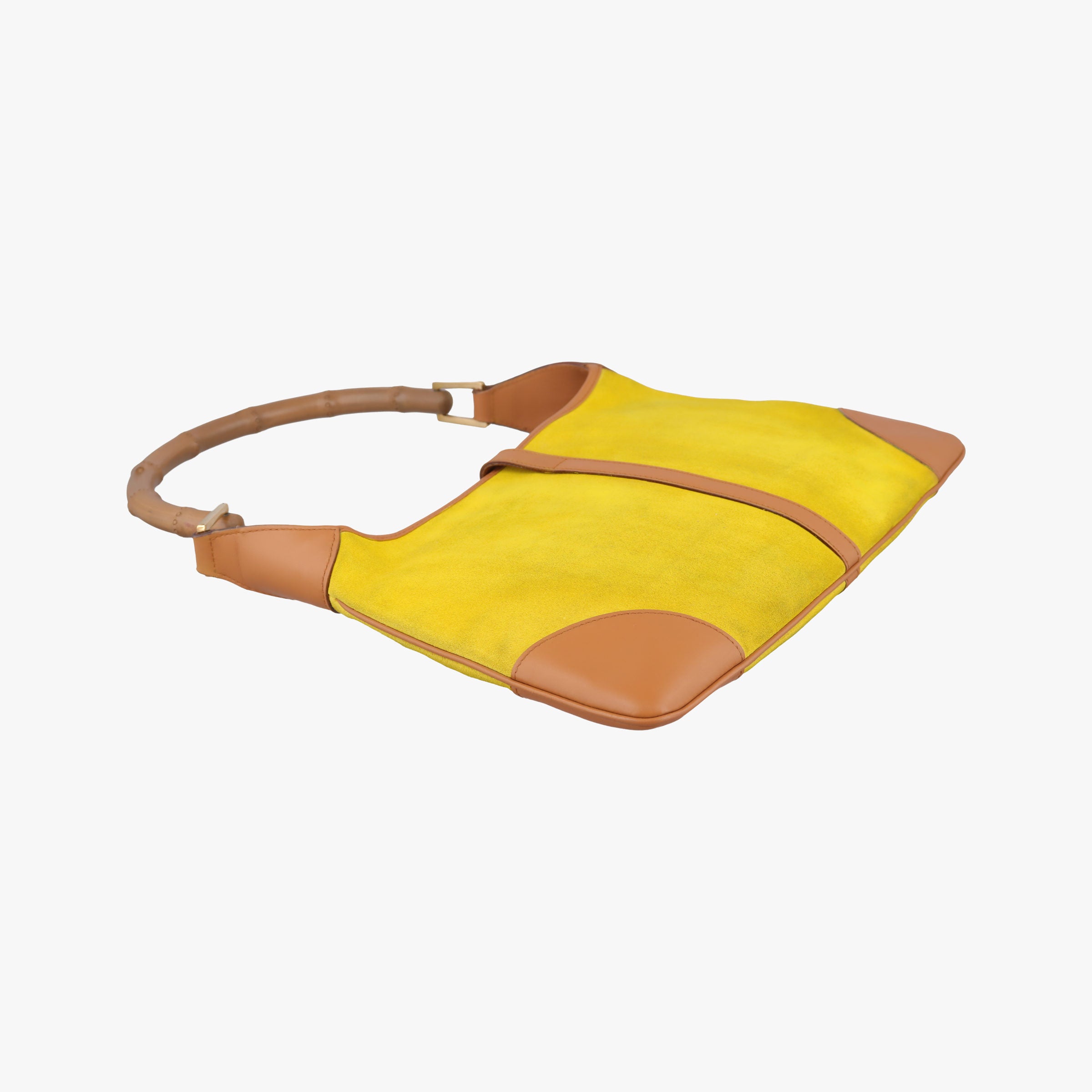 Pre-owned Gucci Bamboo Jackie Yellow Suede×Leather 001.40 handbag | stylenewstar