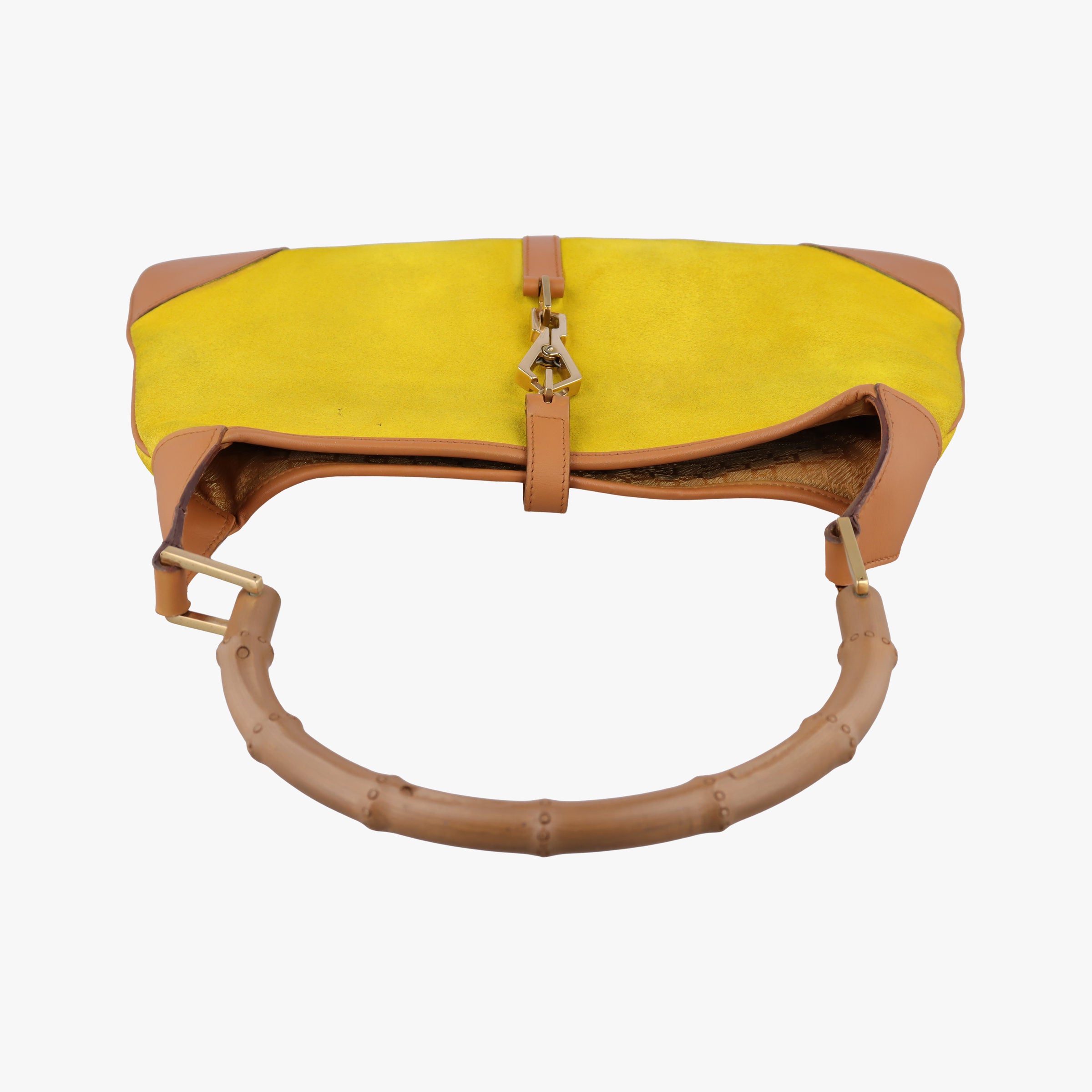 Pre-owned Gucci Bamboo Jackie Yellow Suede×Leather 001.40 handbag | stylenewstar
