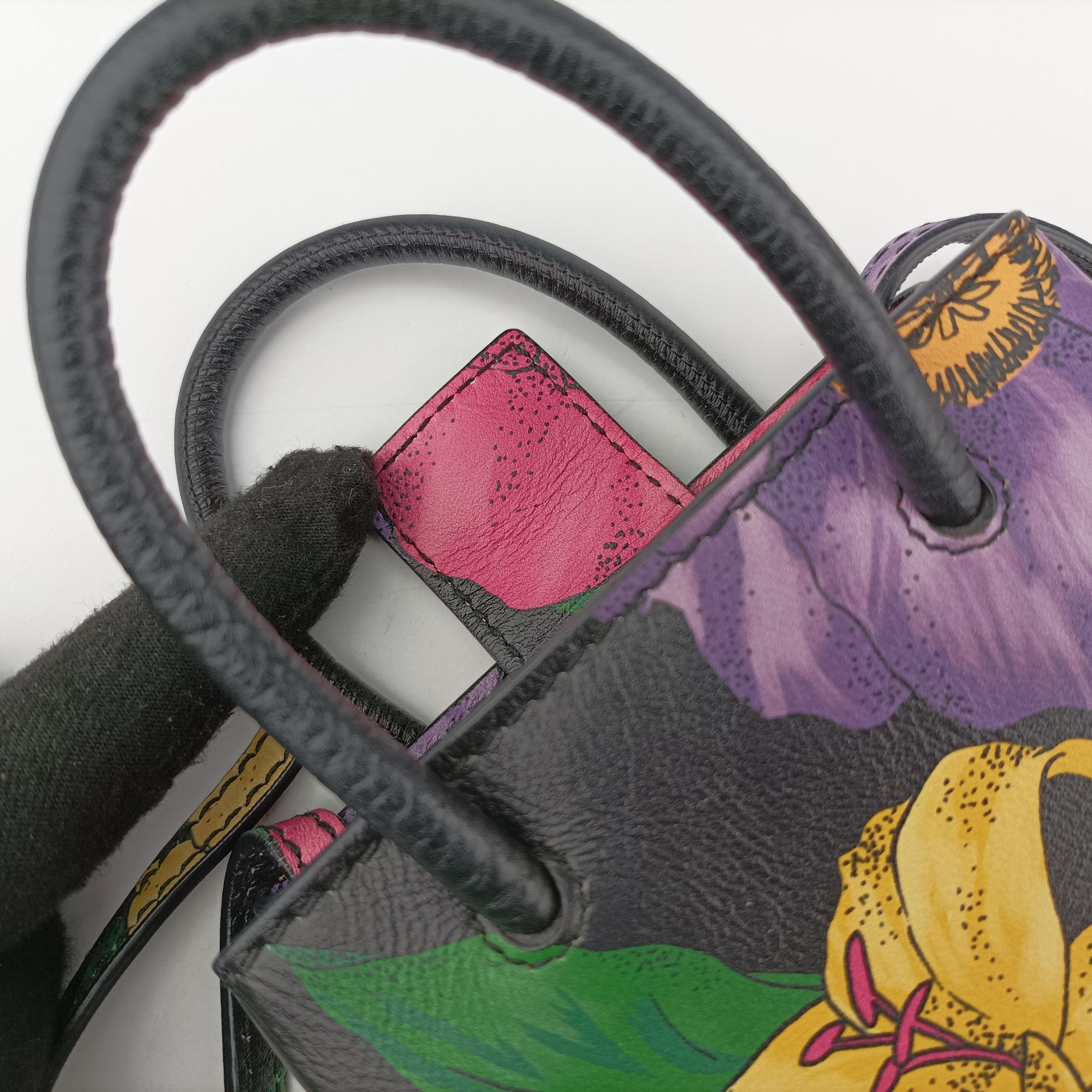 Secondhand Balenciaga Floral print mini Black×Multicolour Leather  shoulderbag | stylenewstar