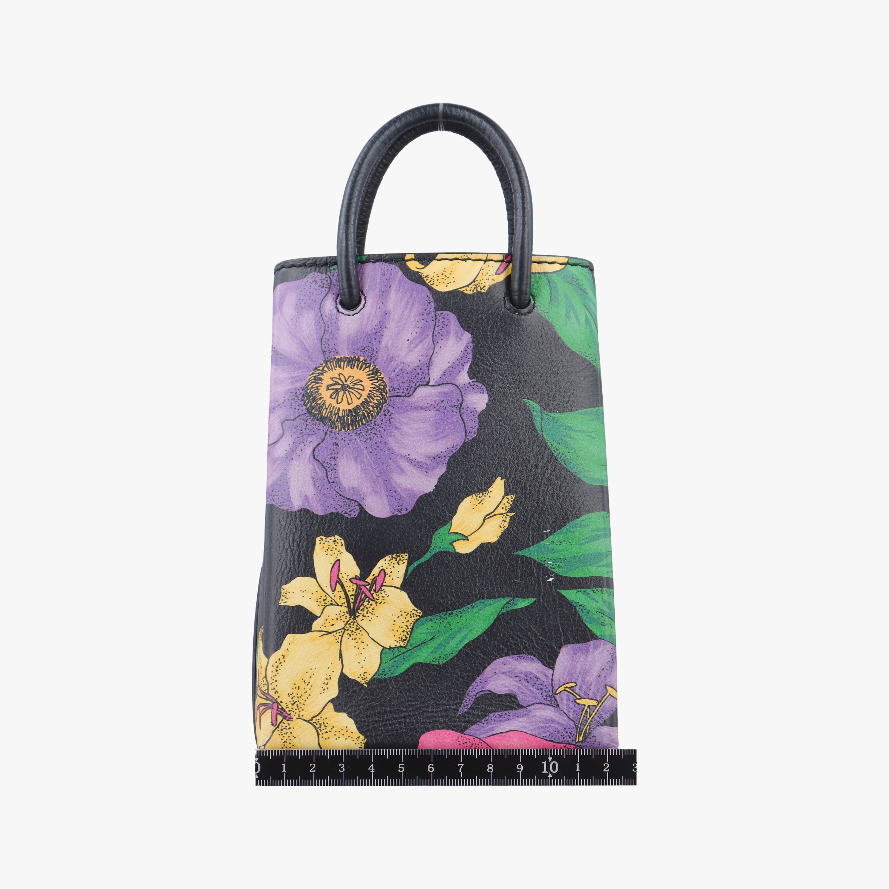 Secondhand Balenciaga Floral print mini Black×Multicolour Leather  shoulderbag | stylenewstar