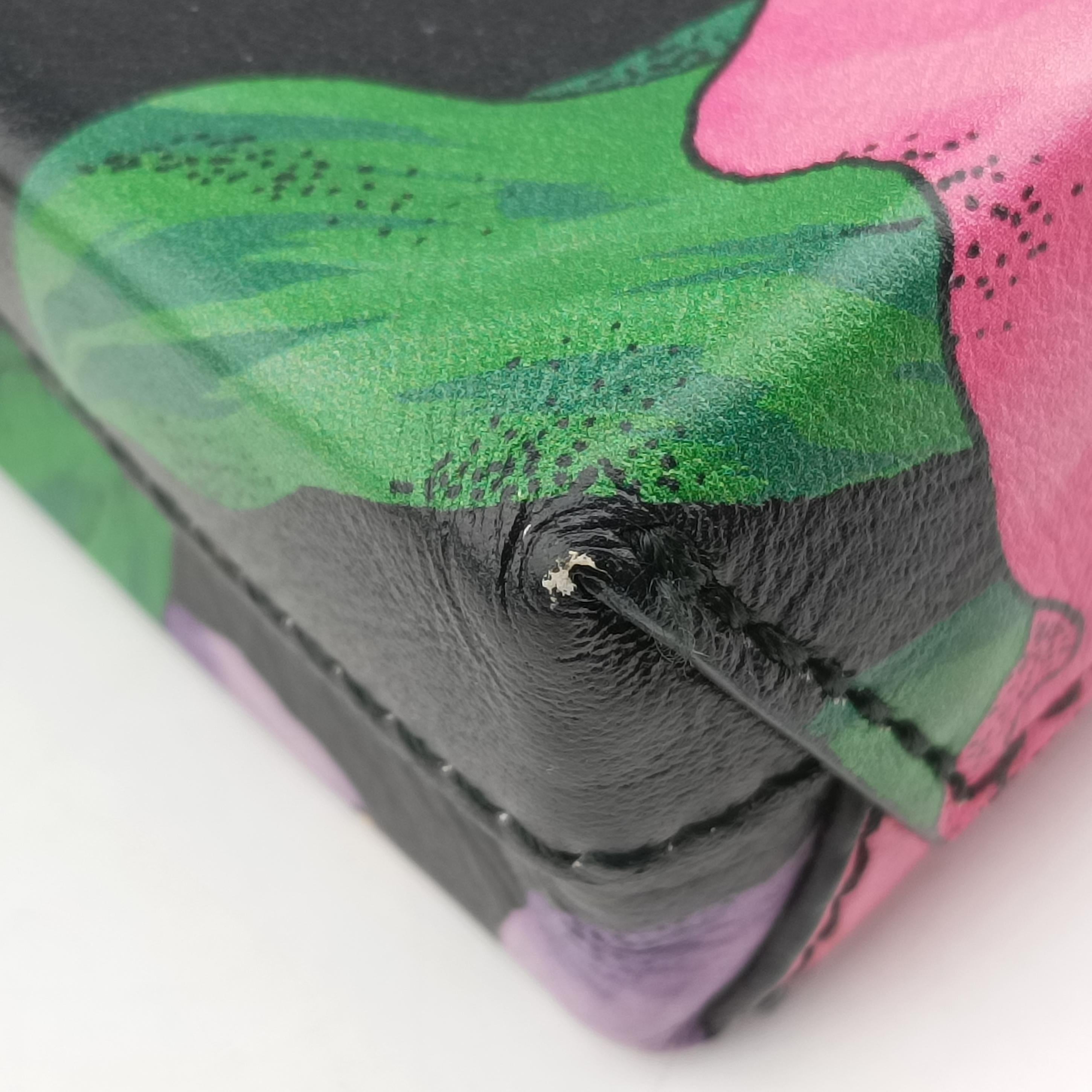 Secondhand Balenciaga Floral print mini Black×Multicolour Leather  shoulderbag | stylenewstar