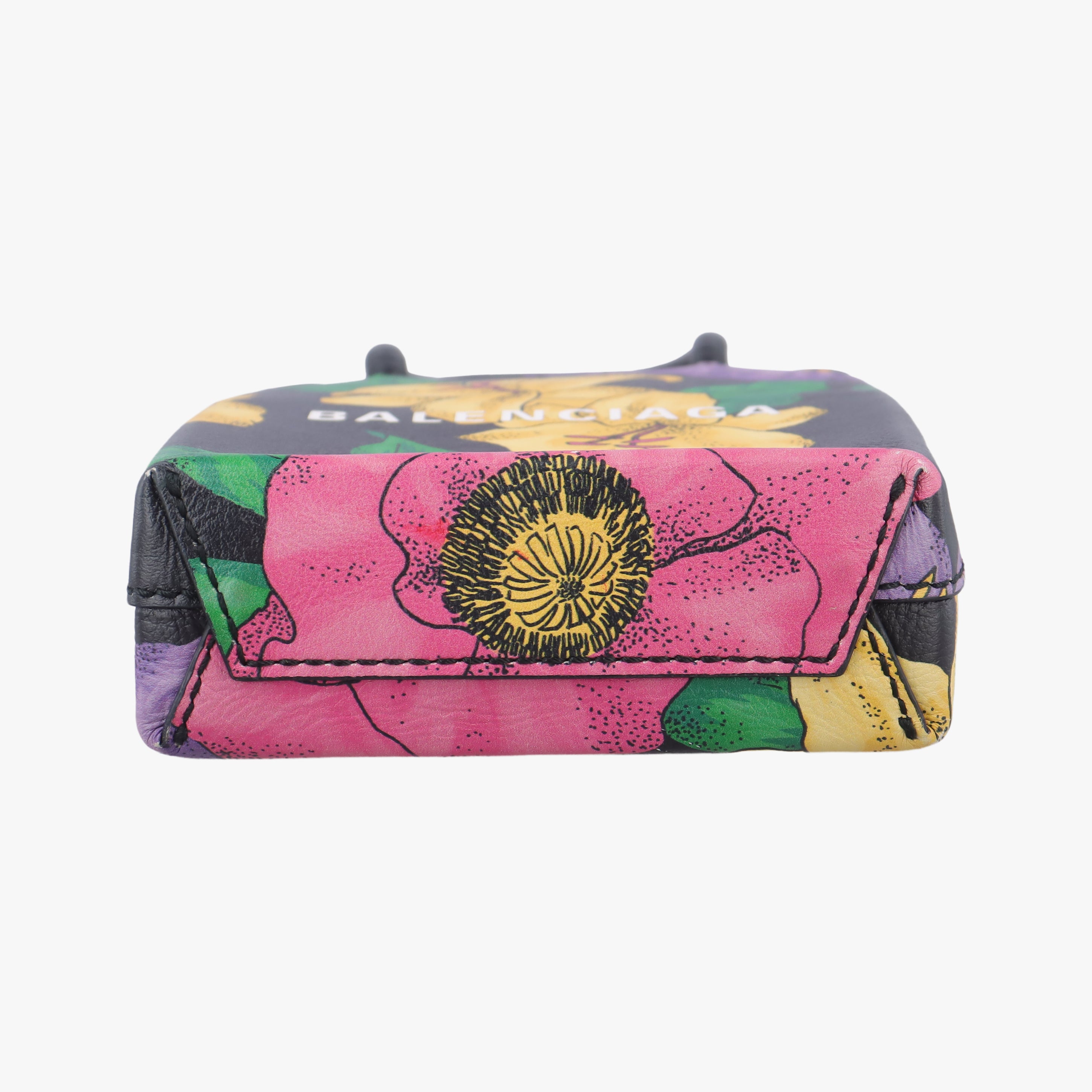 Secondhand Balenciaga Floral print mini Black×Multicolour Leather  shoulderbag | stylenewstar