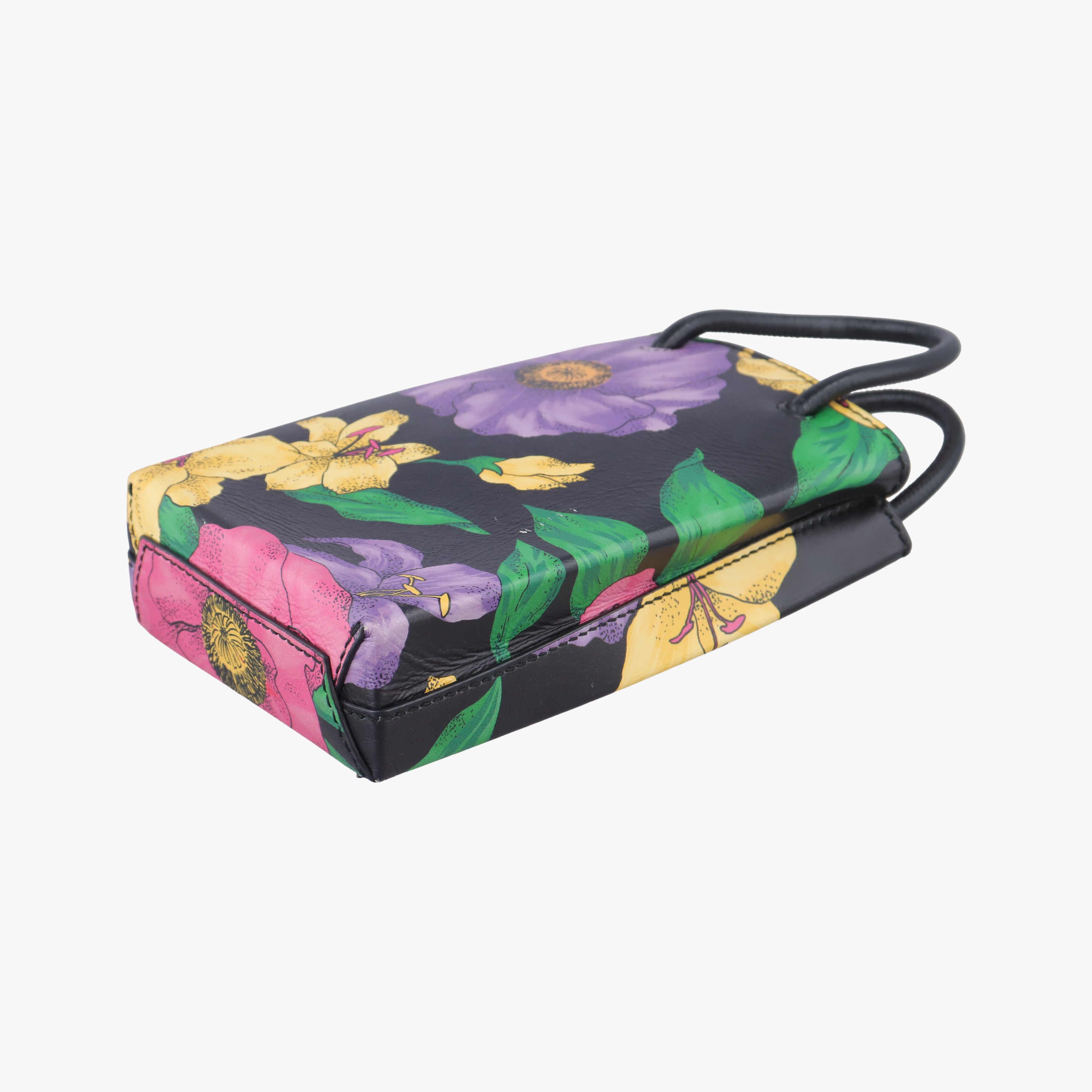 Secondhand Balenciaga Floral print mini Black×Multicolour Leather  shoulderbag | stylenewstar