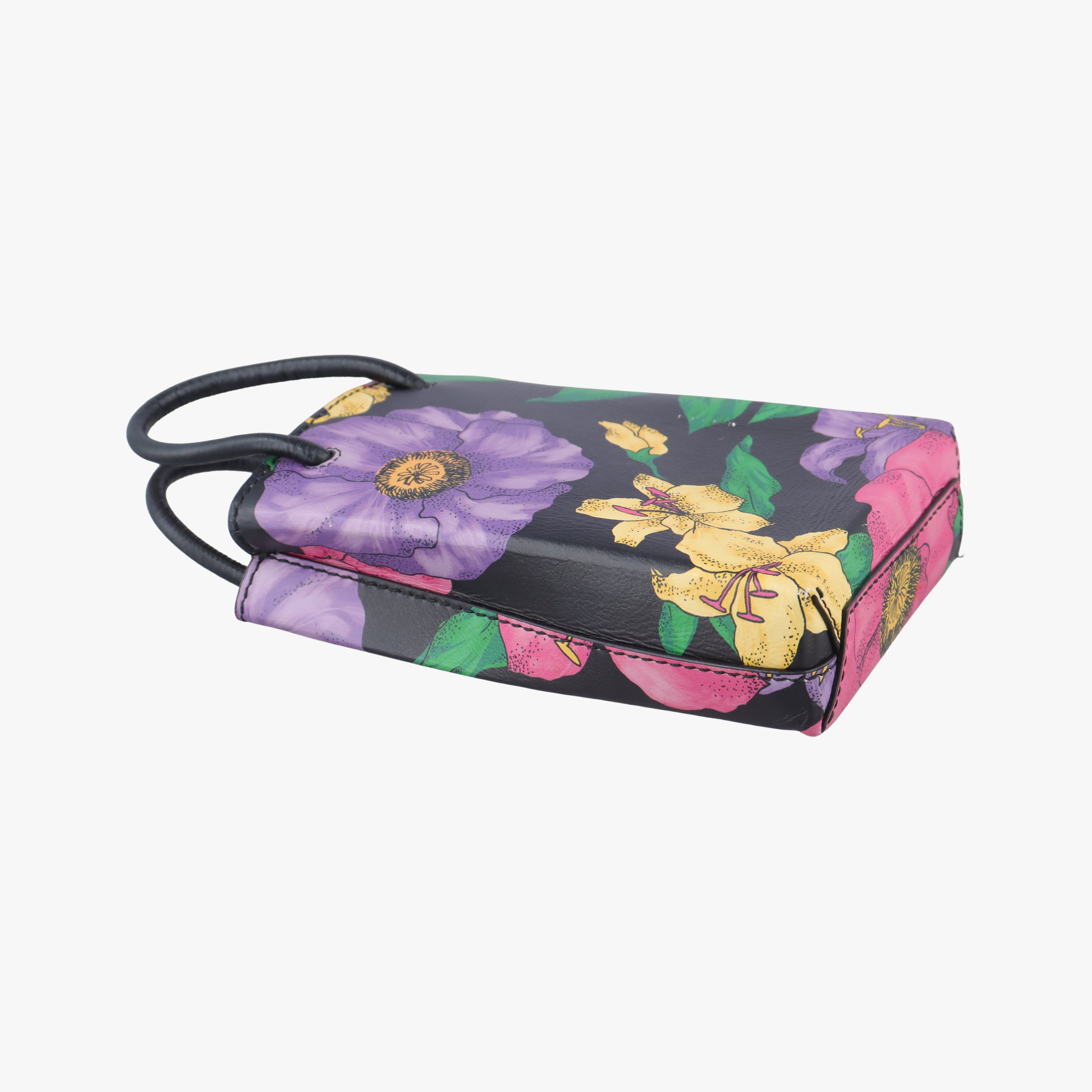 Secondhand Balenciaga Floral print mini Black×Multicolour Leather  shoulderbag | stylenewstar