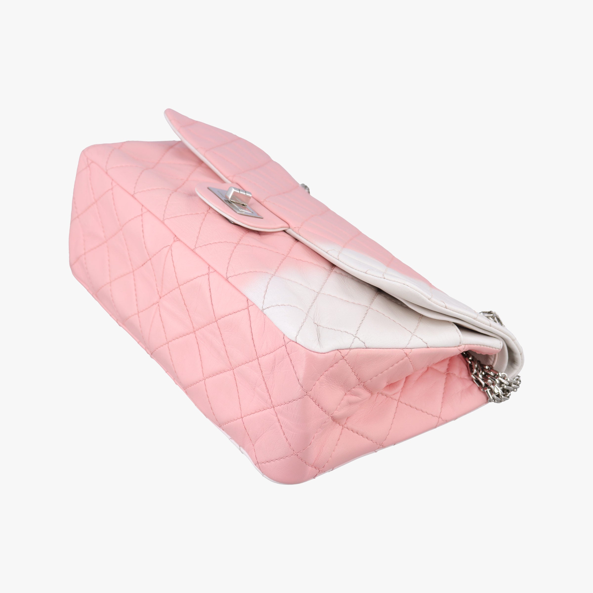 Pre-owned Chanel 2.55 double flap Matelasse Pink×Beige lambskin A37590 shoulderbag | stylenewstar