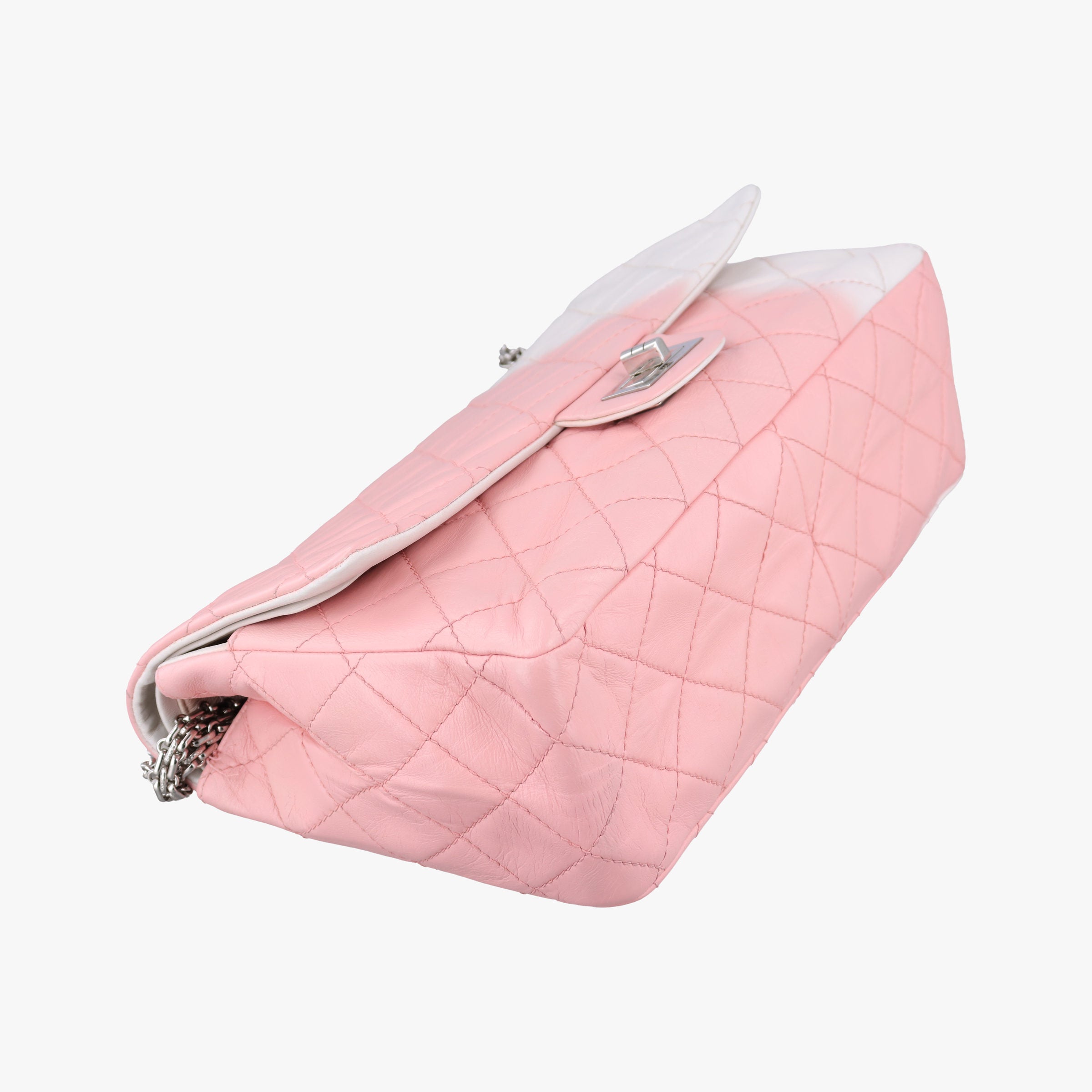 Pre-owned Chanel 2.55 double flap Matelasse Pink×Beige lambskin A37590 shoulderbag | stylenewstar