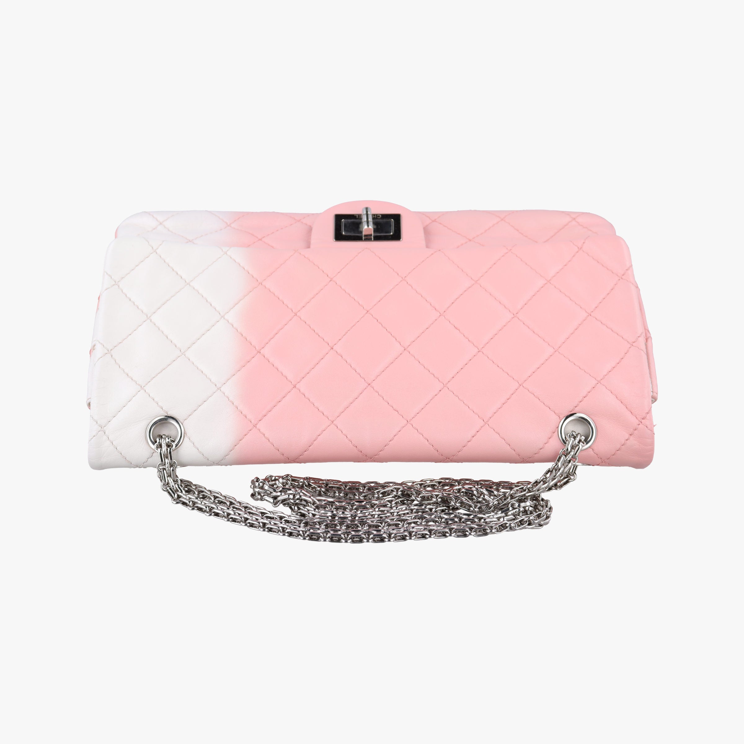 Pre-owned Chanel 2.55 double flap Matelasse Pink×Beige lambskin A37590 shoulderbag | stylenewstar