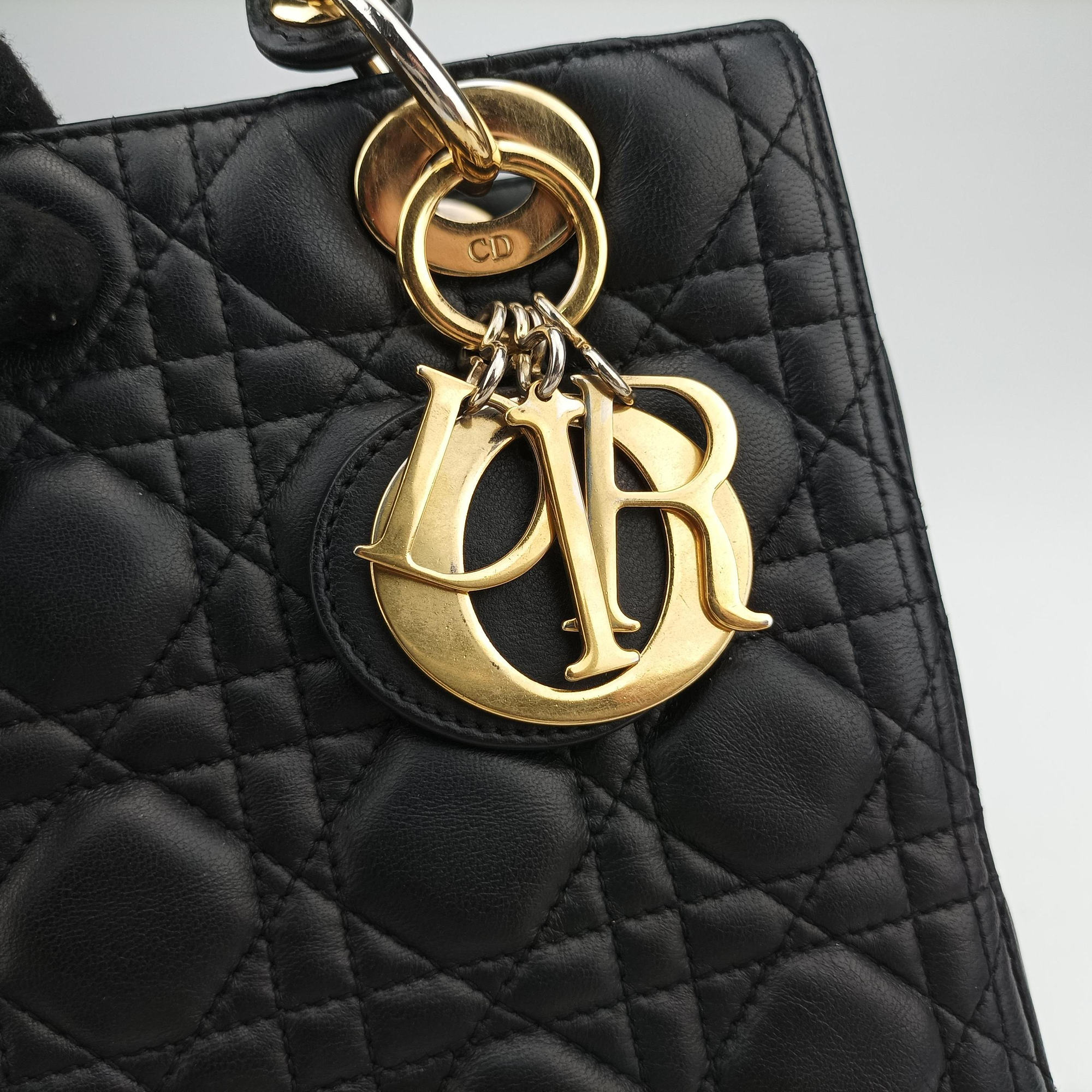 Pre-owned Christian Dior Lady Dior Black lambskin  shoulderbag | stylenewstar