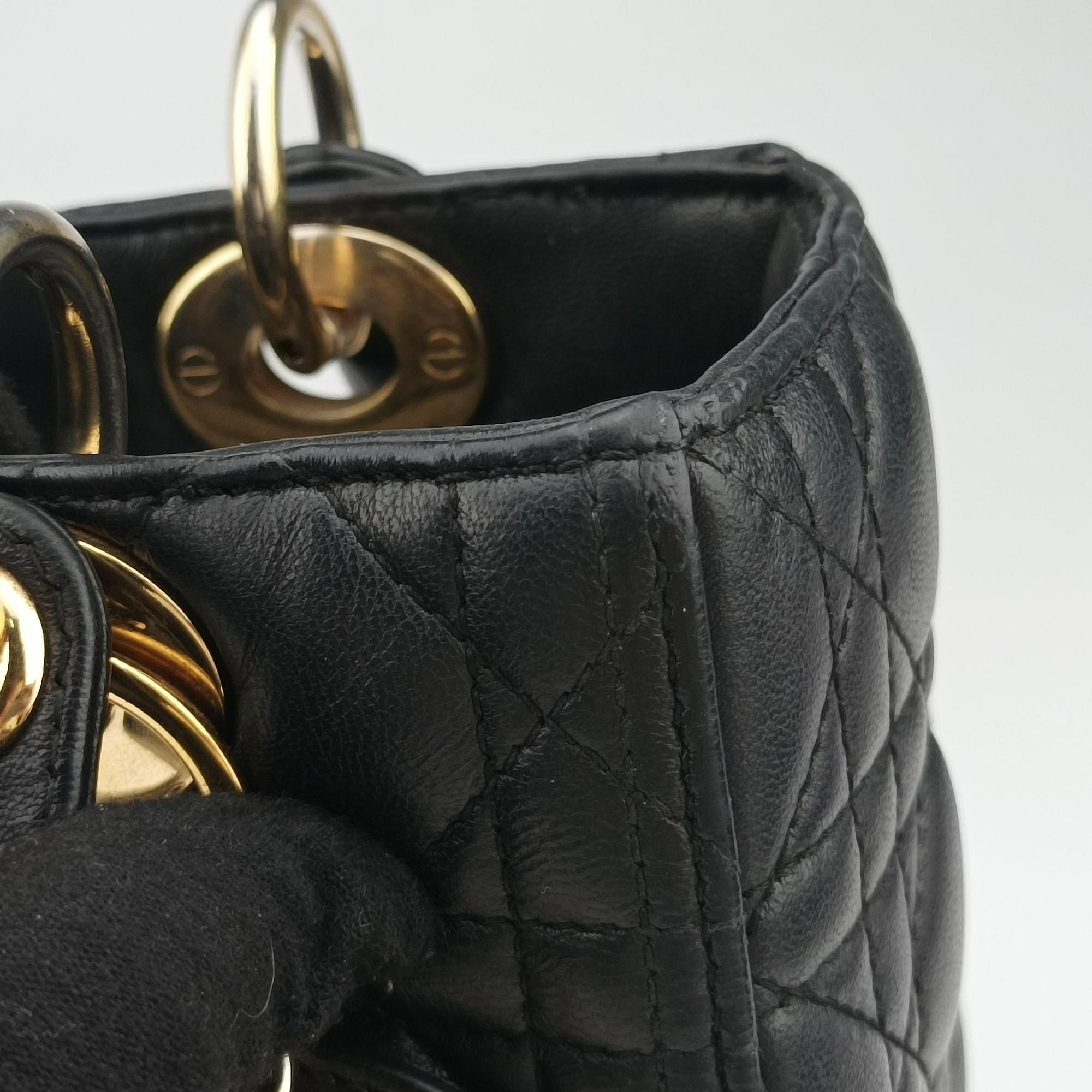 Pre-owned Christian Dior Lady Dior Black lambskin  shoulderbag | stylenewstar